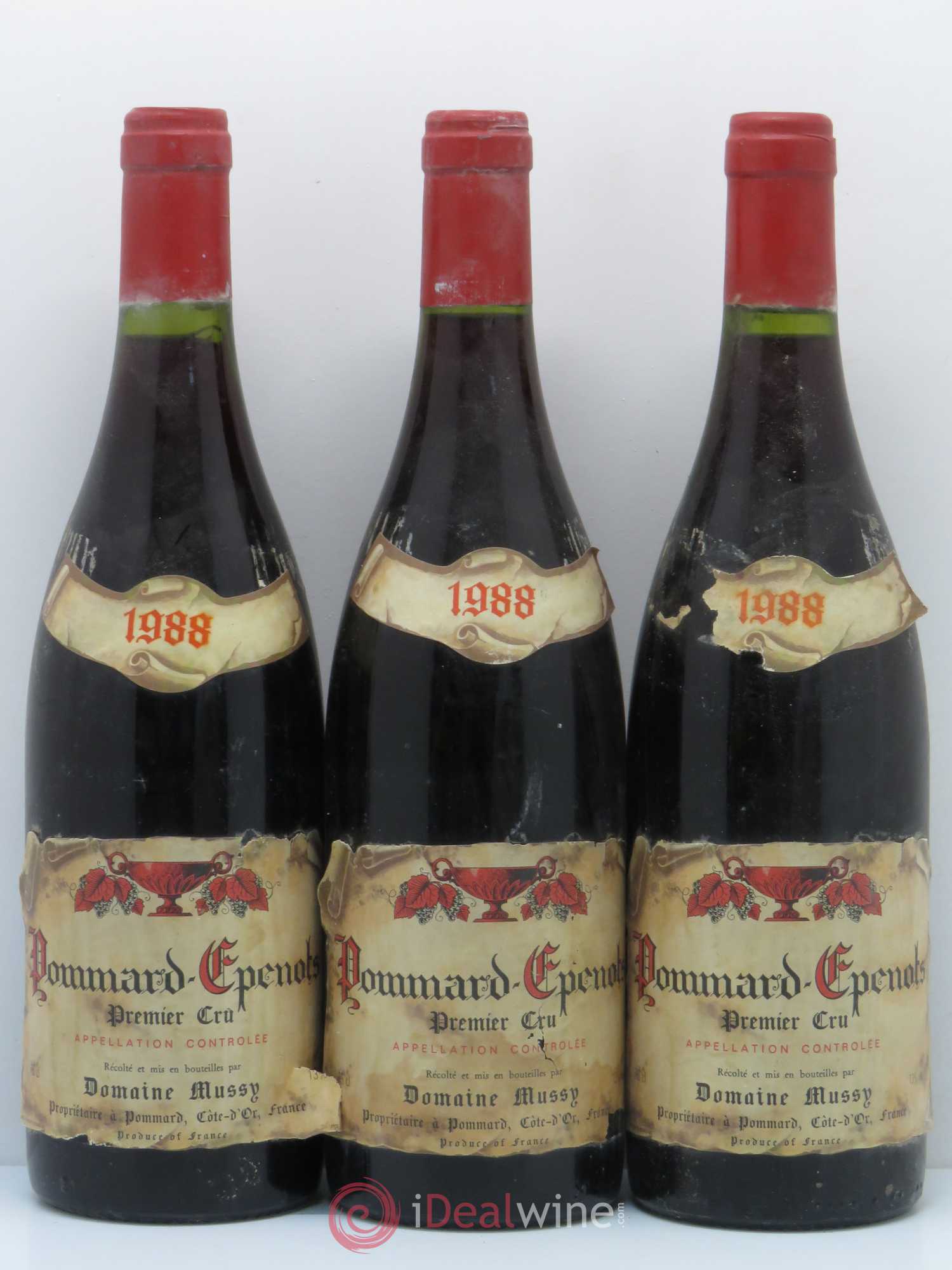 Pommard 1er Cru Epenots - Domaine Mussy 1988 - Posten von 3 Flaschen - 0