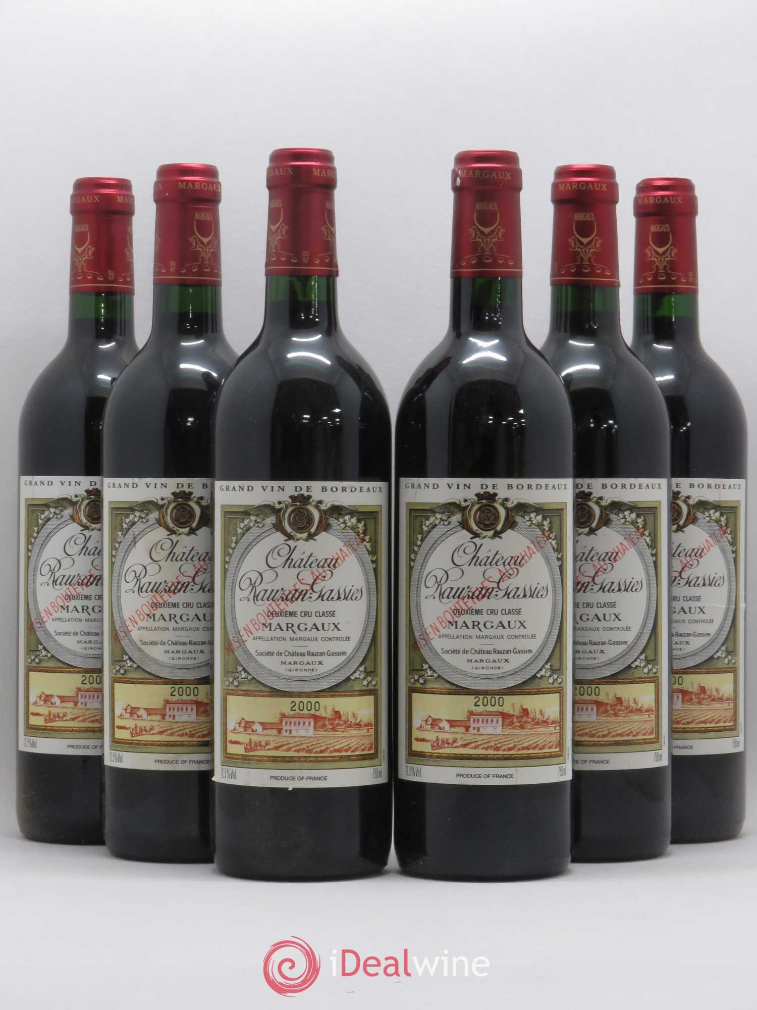 Château Rauzan-Gassies 2ème Grand Cru Classé 2000 - Lot de 6 bouteilles - 0