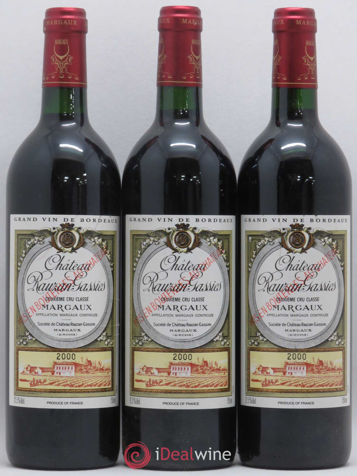 Château Rauzan-Gassies 2ème Grand Cru Classé 2000 - Lot de 3 bouteilles - 0