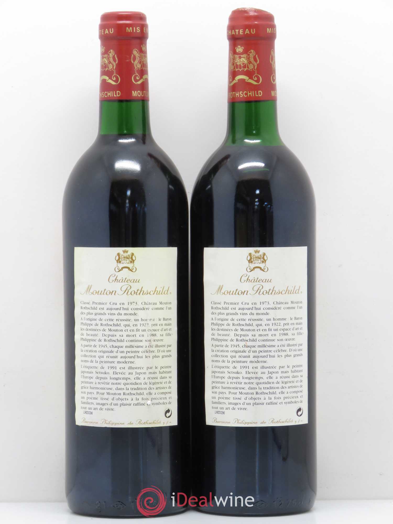 Château Mouton Rothschild 1er Grand Cru Classé 1991 - Lot de 2 bouteilles - 1