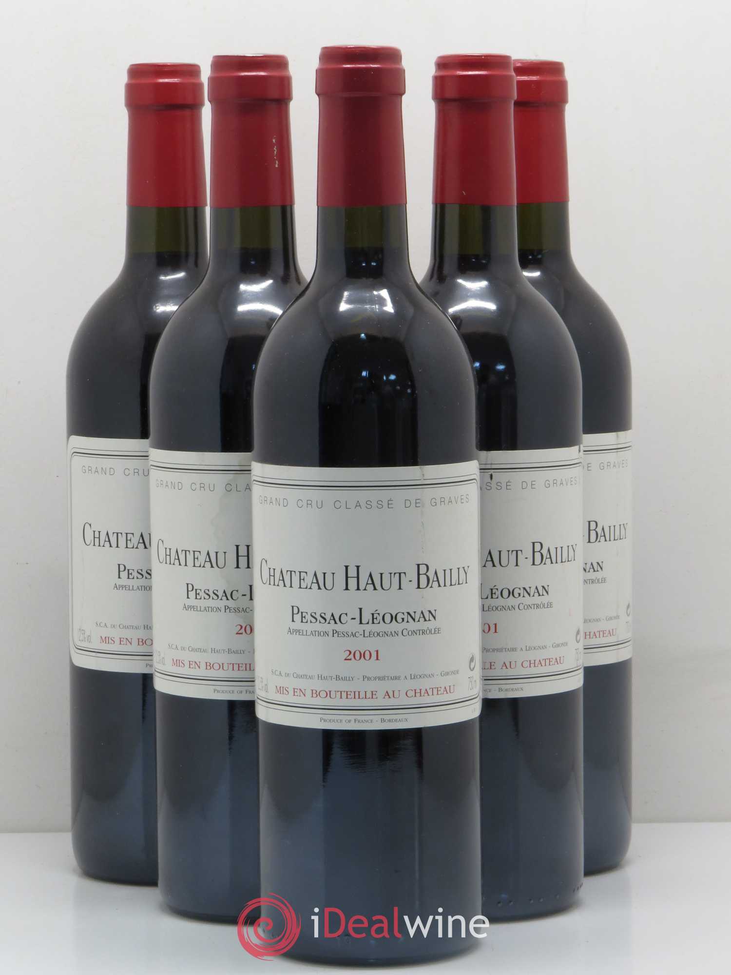 Château Haut-Bailly Cru Classé de Graves 2001 - Lot de 5 bouteilles - 0