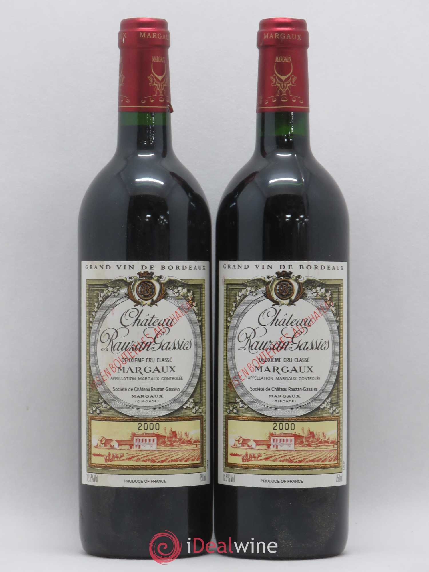 Château Rauzan-Gassies 2ème Grand Cru Classé 2000 - Lot de 2 bouteilles - 0