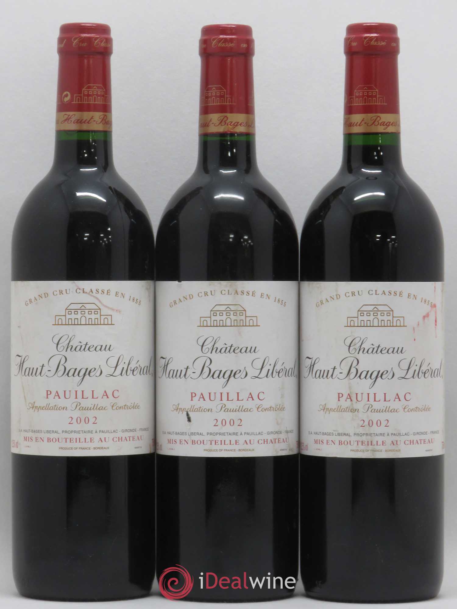 Château Haut Bages Libéral 5ème Grand Cru Classé 2002 - Lot de 3 bouteilles - 0