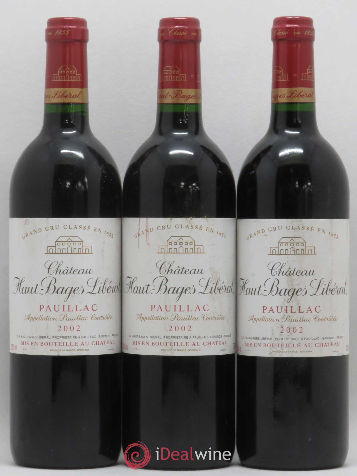 Château Haut Bages Libéral 5ème Grand Cru Classé 2002 - Lot de 3 bouteilles - 0