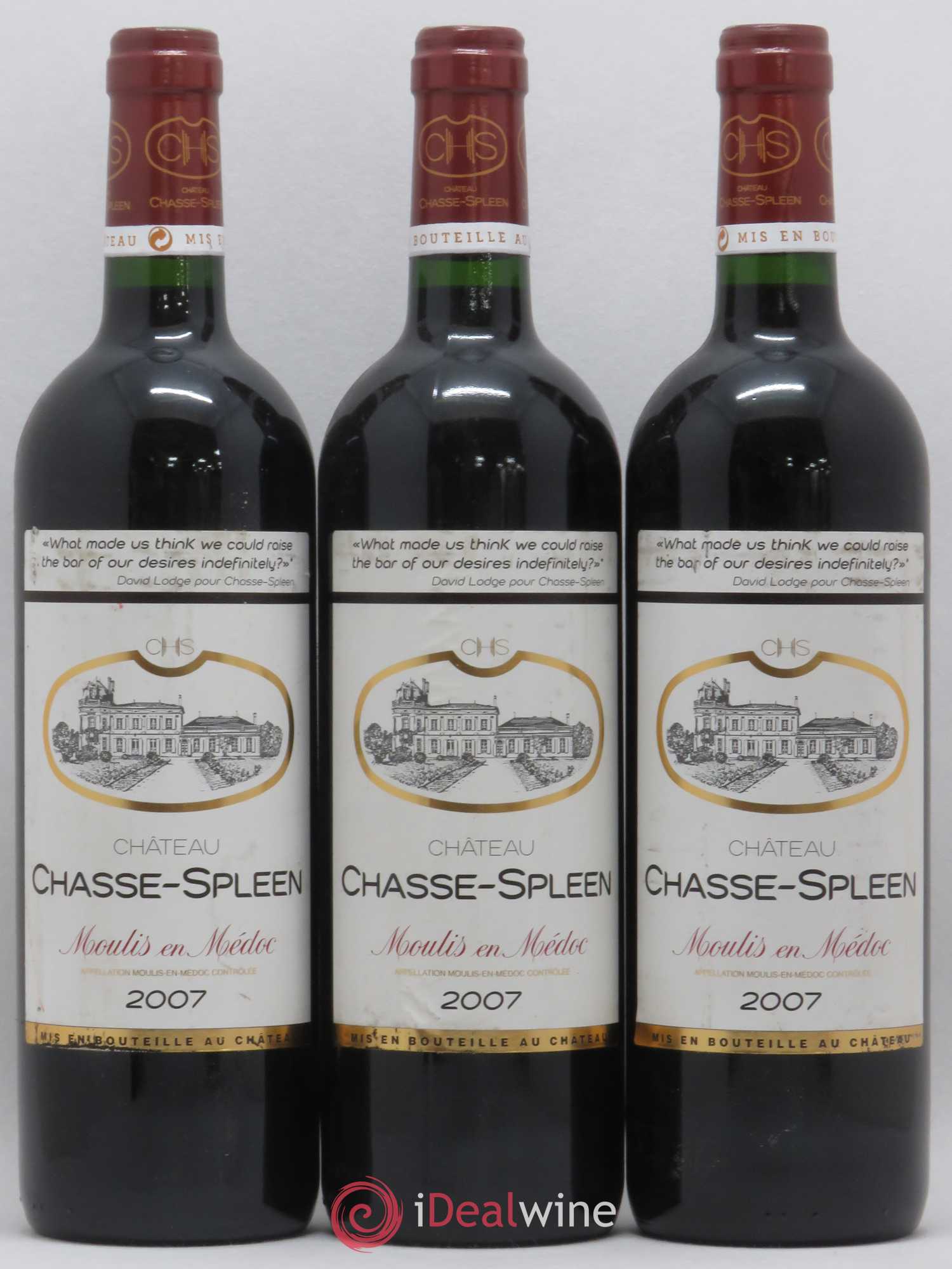 Château Chasse Spleen 2007 - Lot de 3 bouteilles - 0