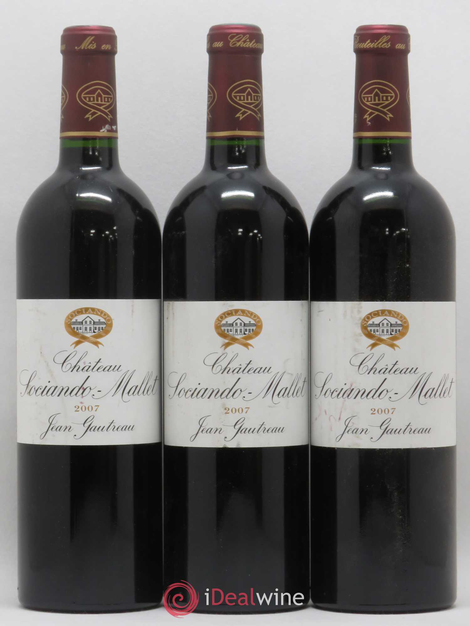 Château Sociando Mallet 2007 - Lot de 3 bouteilles - 0