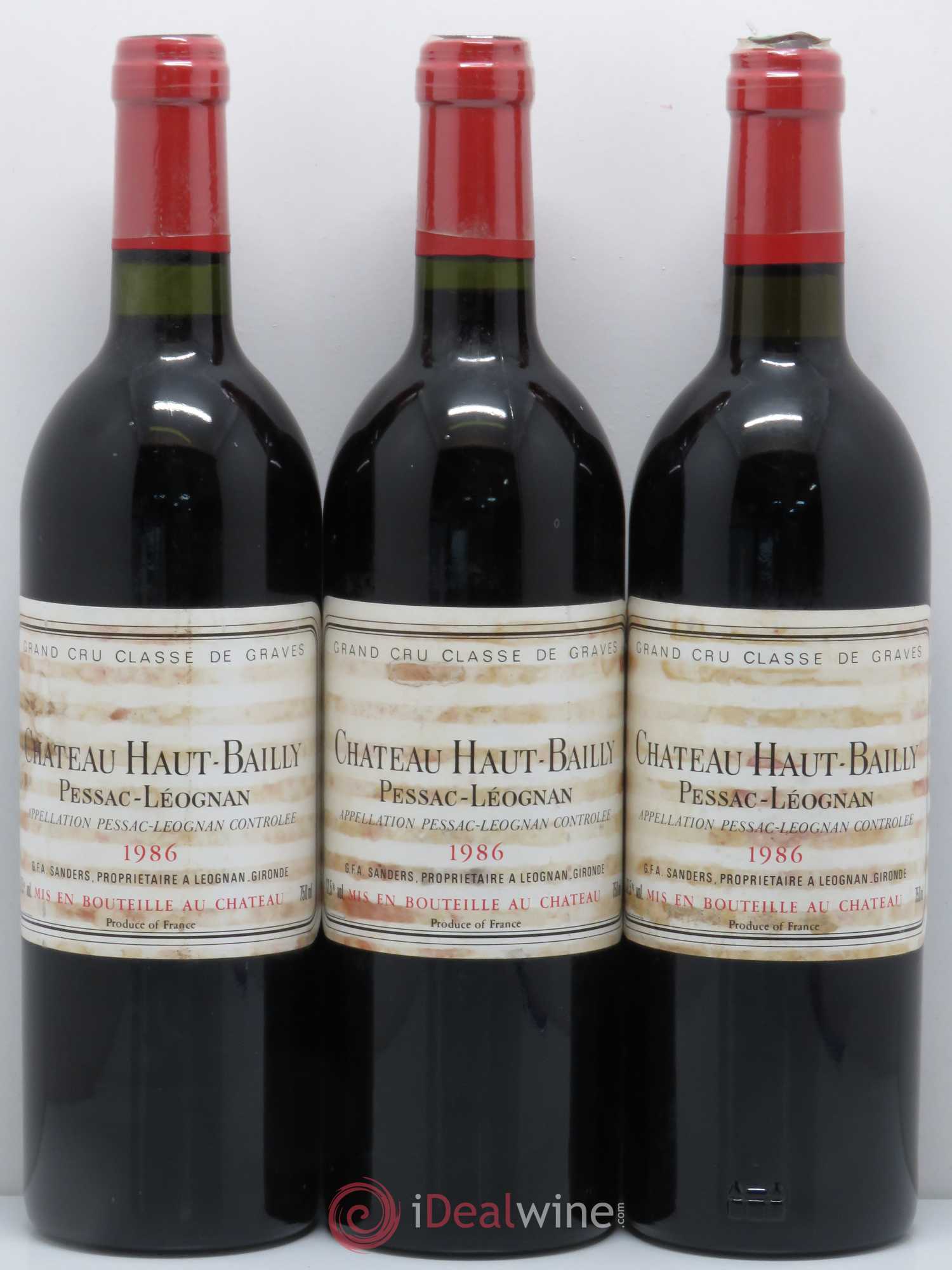 Château Haut-Bailly Cru Classé de Graves 1986 - Lot de 3 bouteilles - 0