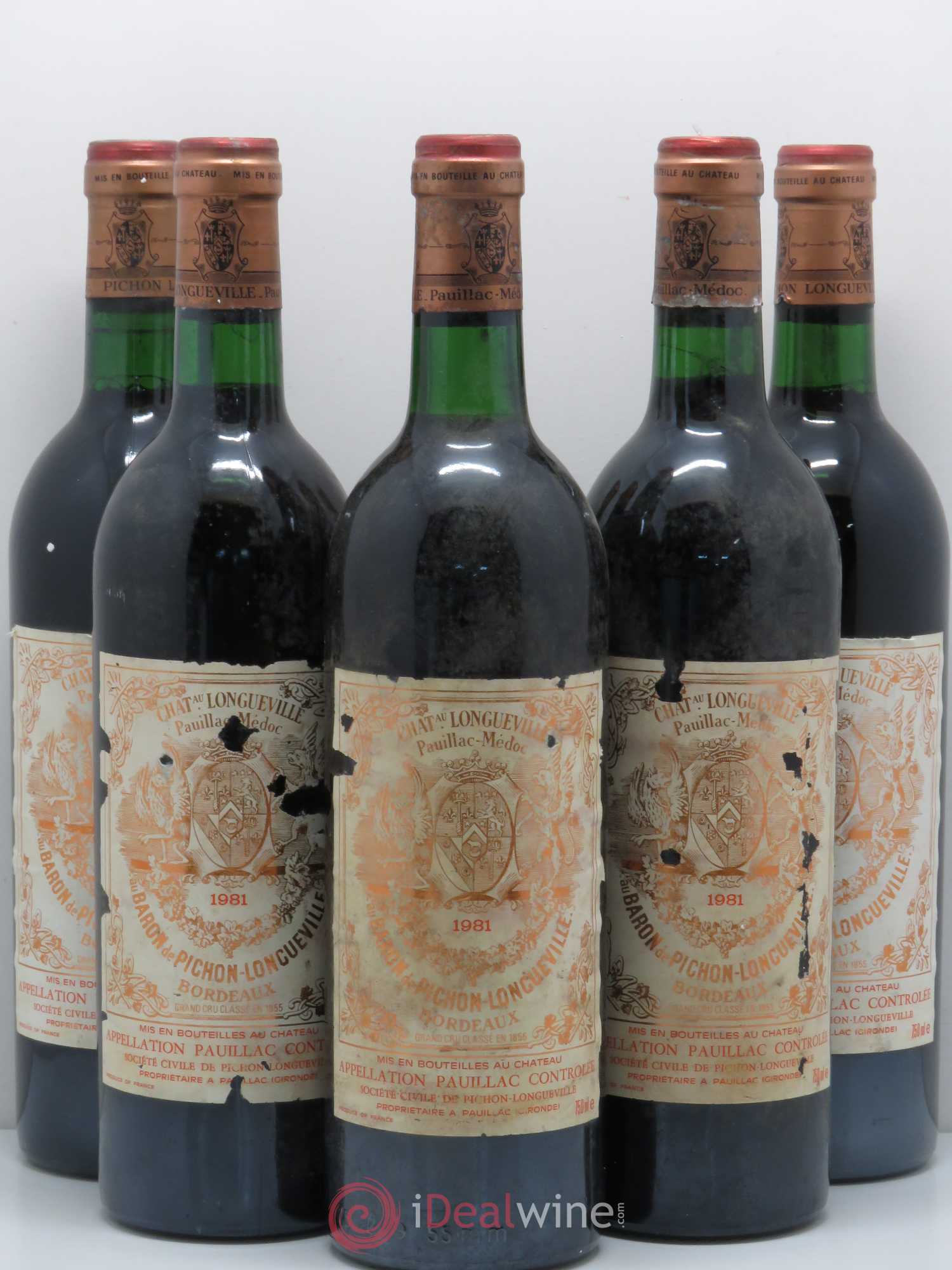 Pichon Longueville Baron 2ème Grand Cru Classé 1981 - Lot de 5 bouteilles - 0