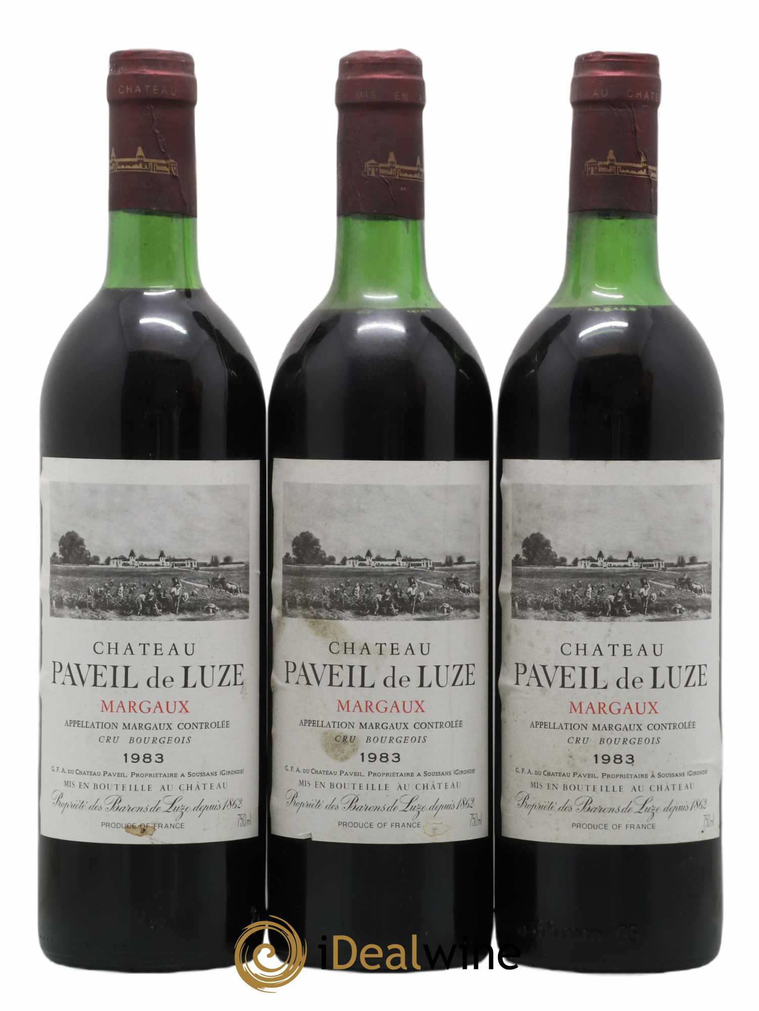 Château Paveil de Luze Cru Bourgeois 1983 - Lot de 3 bouteilles - 0