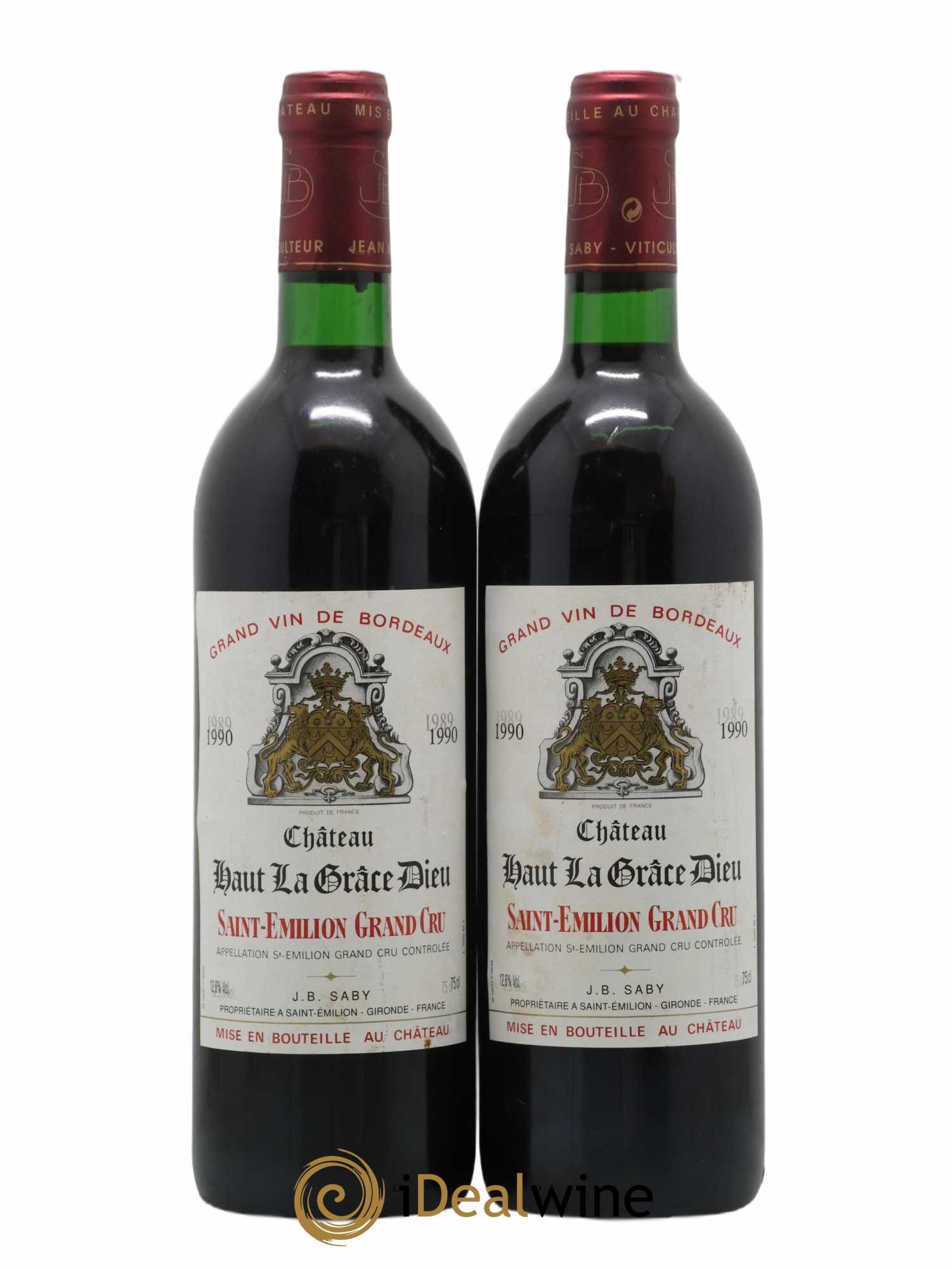 Saint-Émilion Grand Cru Château Haut La Grace Dieu 1990 - Lot de 2 bouteilles - 0