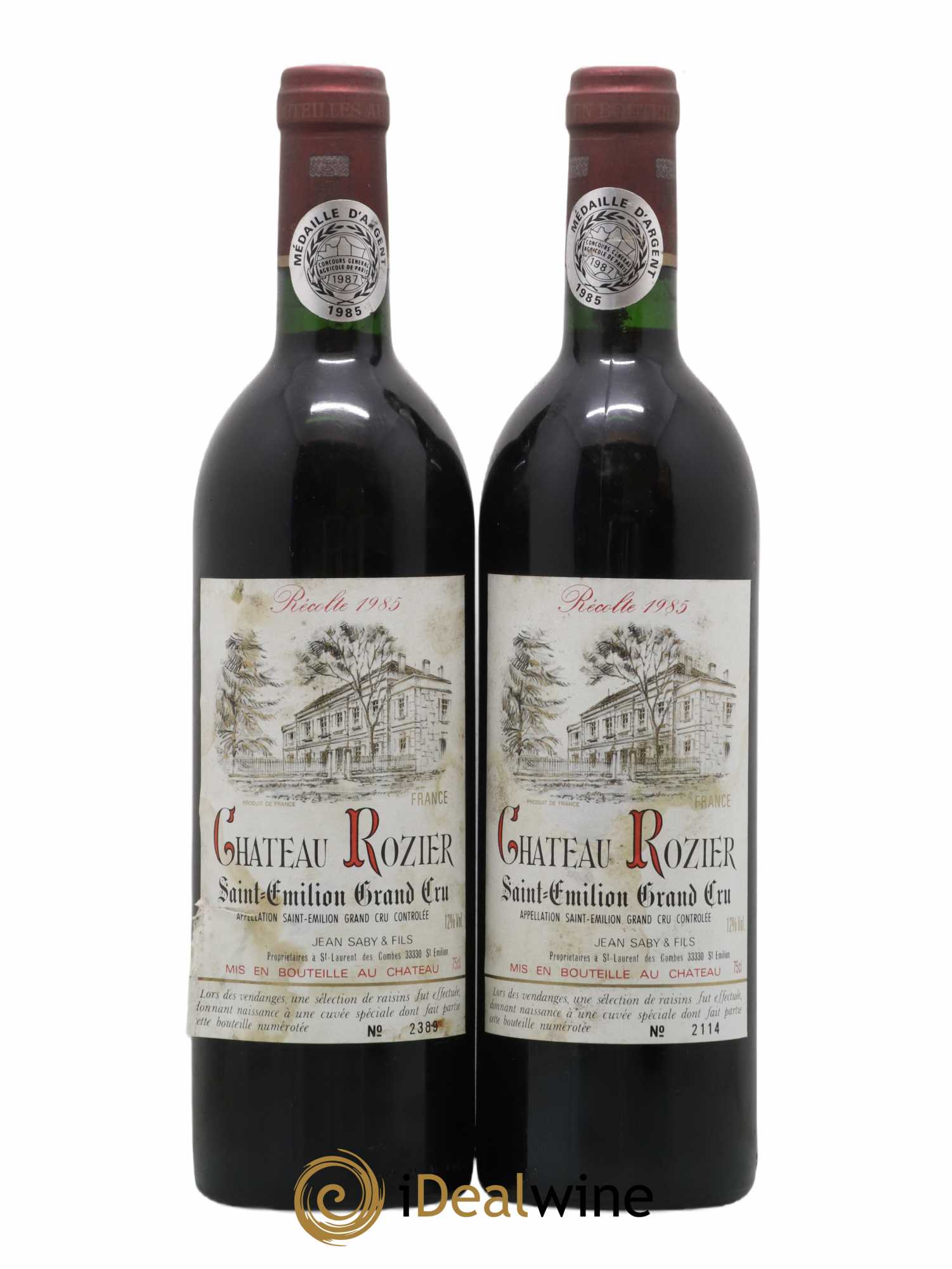 Saint-Émilion Grand Cru Château Rozier 1985 - Lot de 2 bouteilles - 0