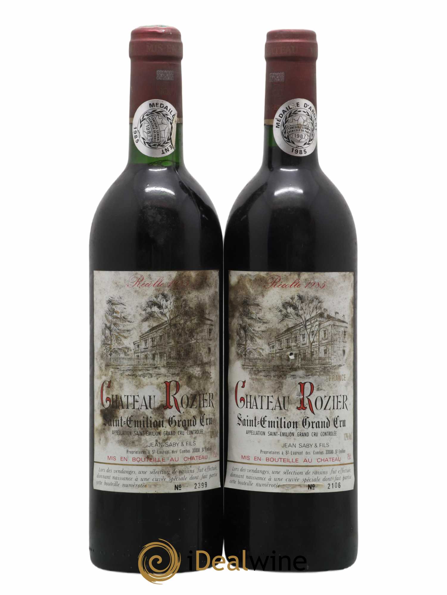 Saint-Émilion Grand Cru Château Rozier (no reserve) 1985 - Lot of 2 bottles - 0