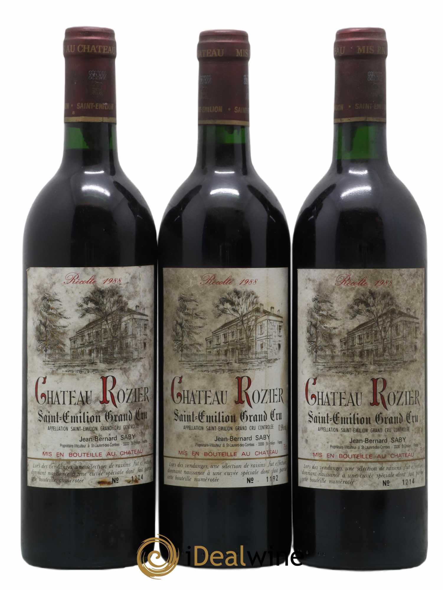 Saint-Émilion Grand Cru Château Rozier 1988 - Lot de 3 bouteilles - 0