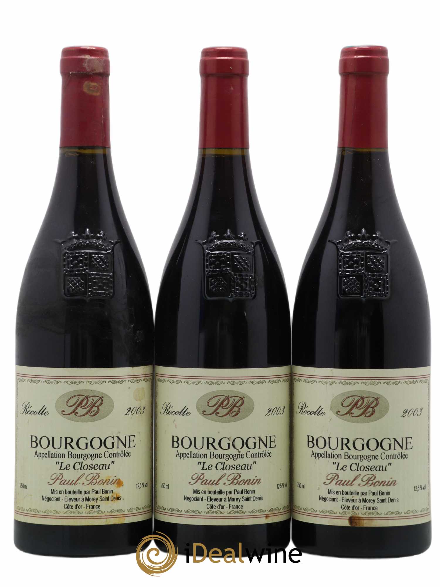 Bourgogne Le Closeau Paul Bonin (no reserve) 2003 - Lot of 3 bottles - 0