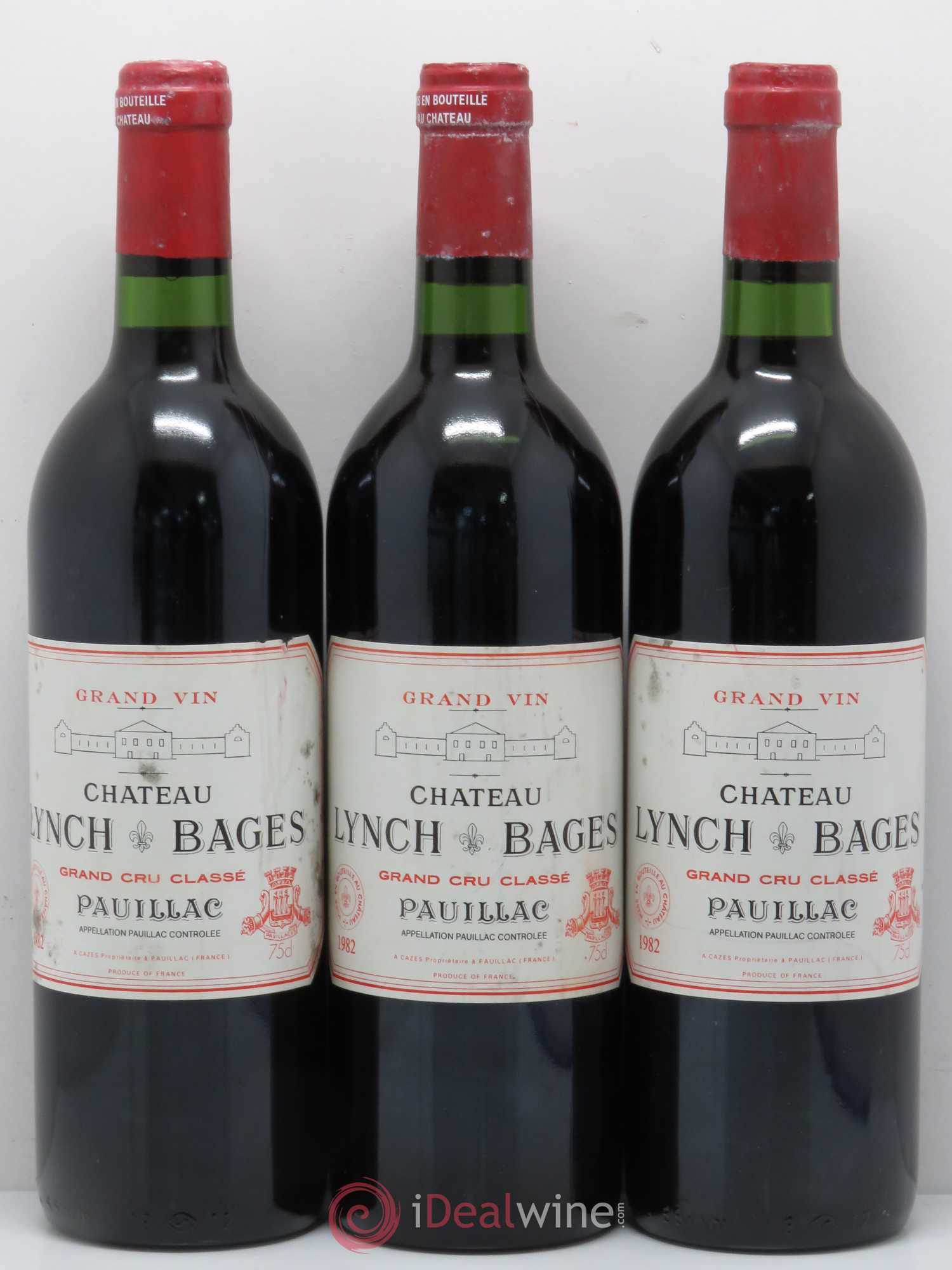 Château Lynch Bages 5ème Grand Cru Classé 1982 - Lot de 3 bouteilles - 0