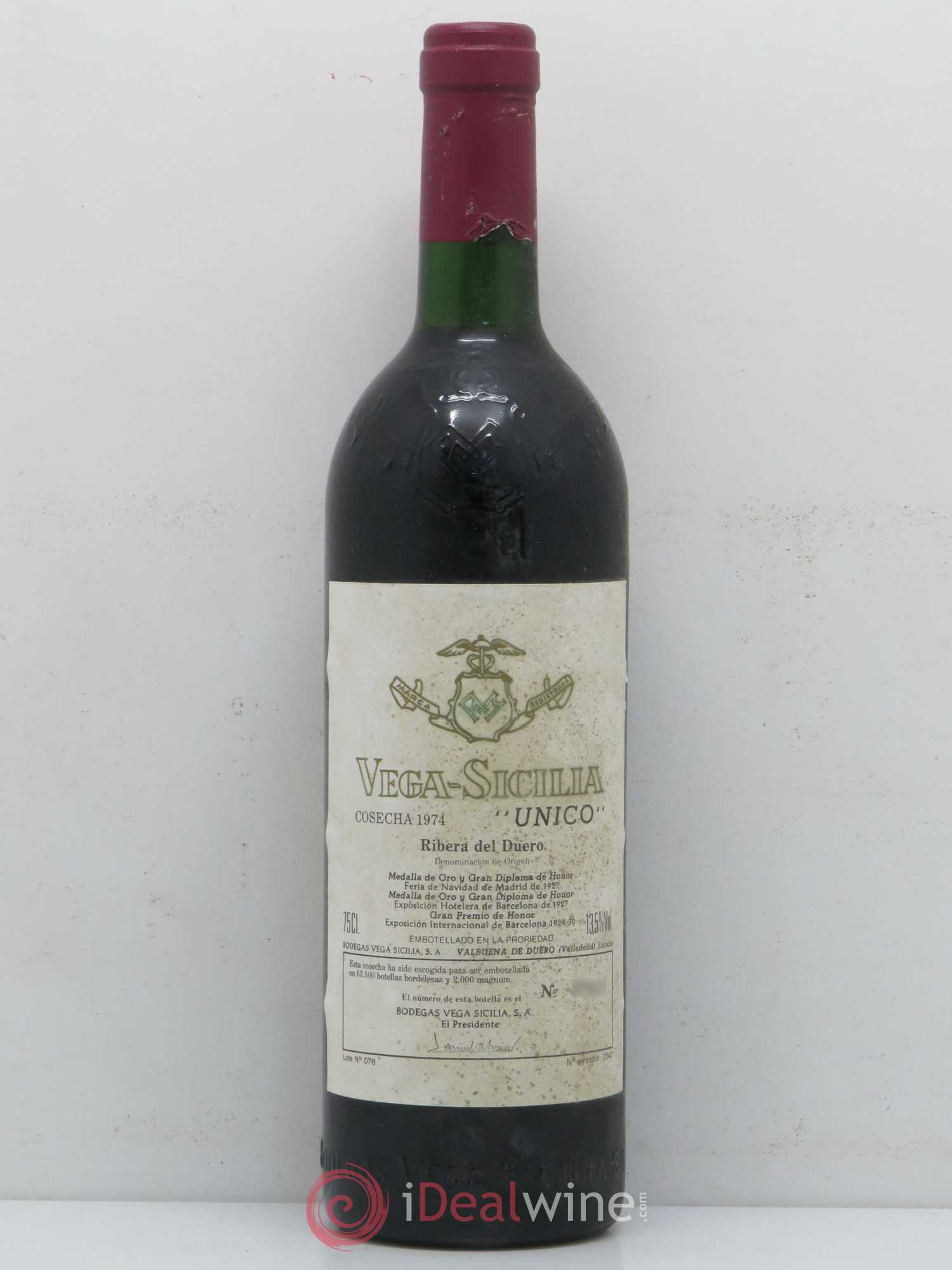 Ribera Del Duero DO Vega Sicilia Unico Famille Alvarez 1974 - Lot de 1 bouteille - 0