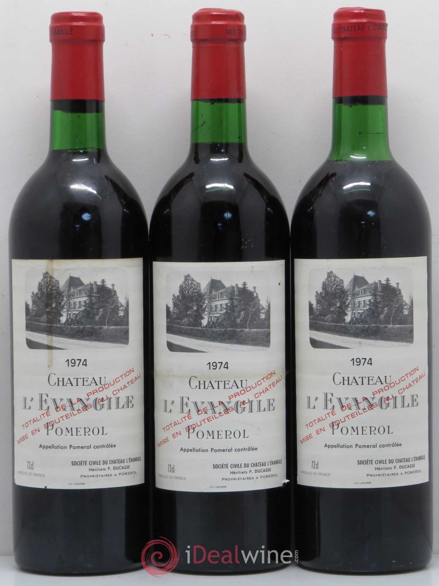 Château l' Évangile 1974 - Lot de 3 bouteilles - 0