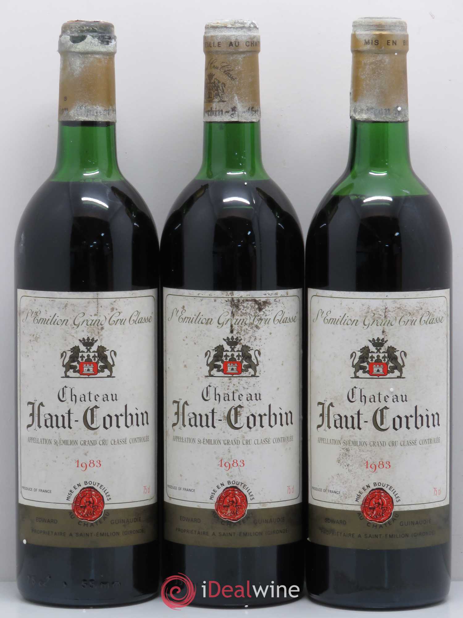 Château Haut Corbin Grand Cru 1983 - Lot de 3 bouteilles - 0