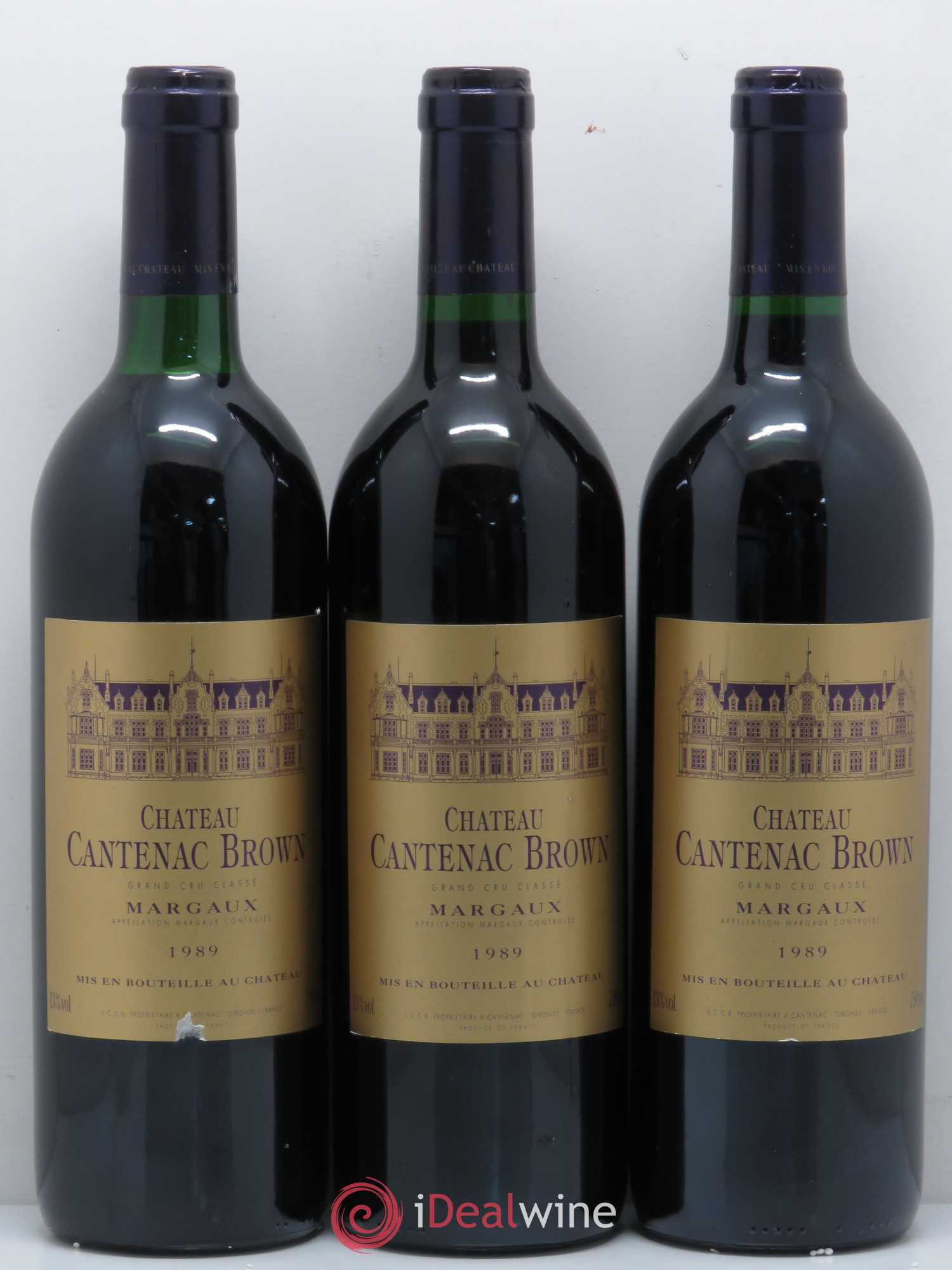 Château Cantenac Brown 3ème Grand Cru Classé 1989 - Lot de 3 bouteilles - 0