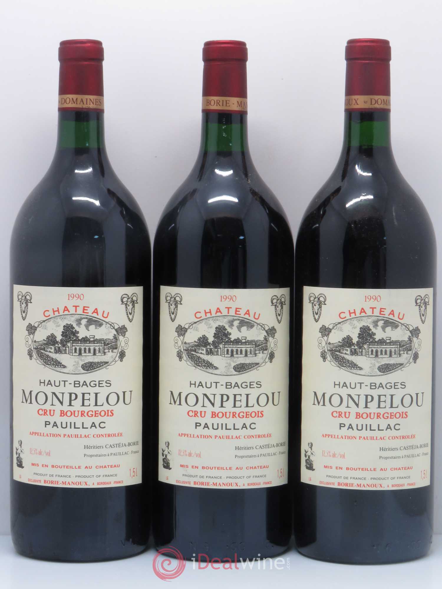 Château Haut Bages Monpelou Cru Bourgeois 1990 - Lot de 3 magnums - 0