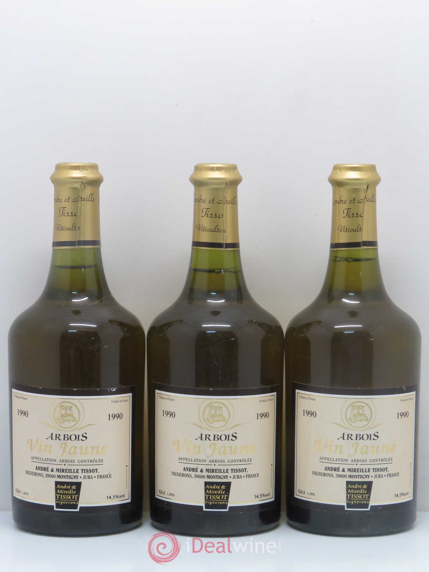 Arbois Vin Jaune Andre & Mireille Tissot 1990 - Lot de 3 bouteilles - 0