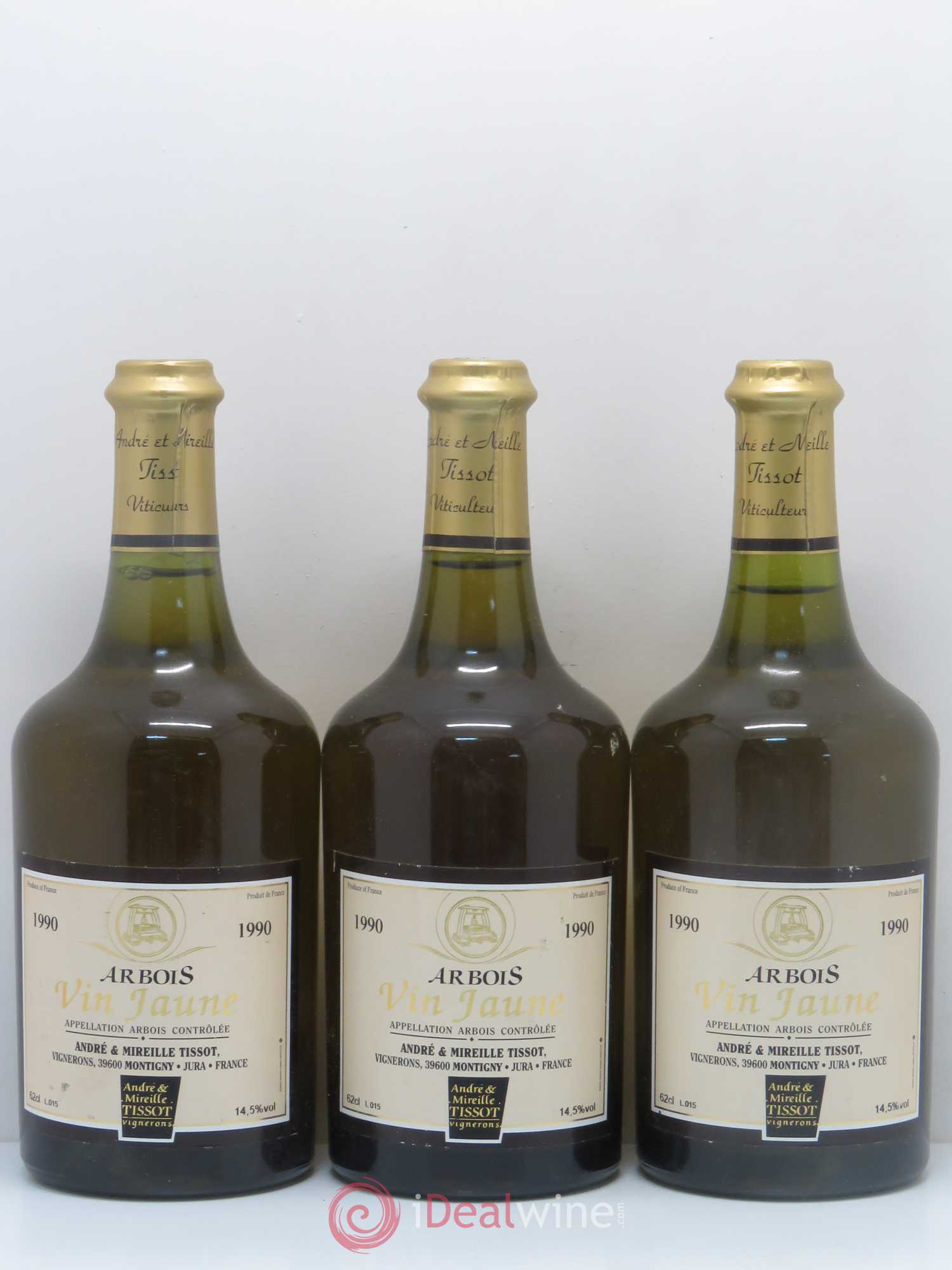 Arbois Vin Jaune Andre & Mireille Tissot 1990 - Lot of 3 bottles - 0