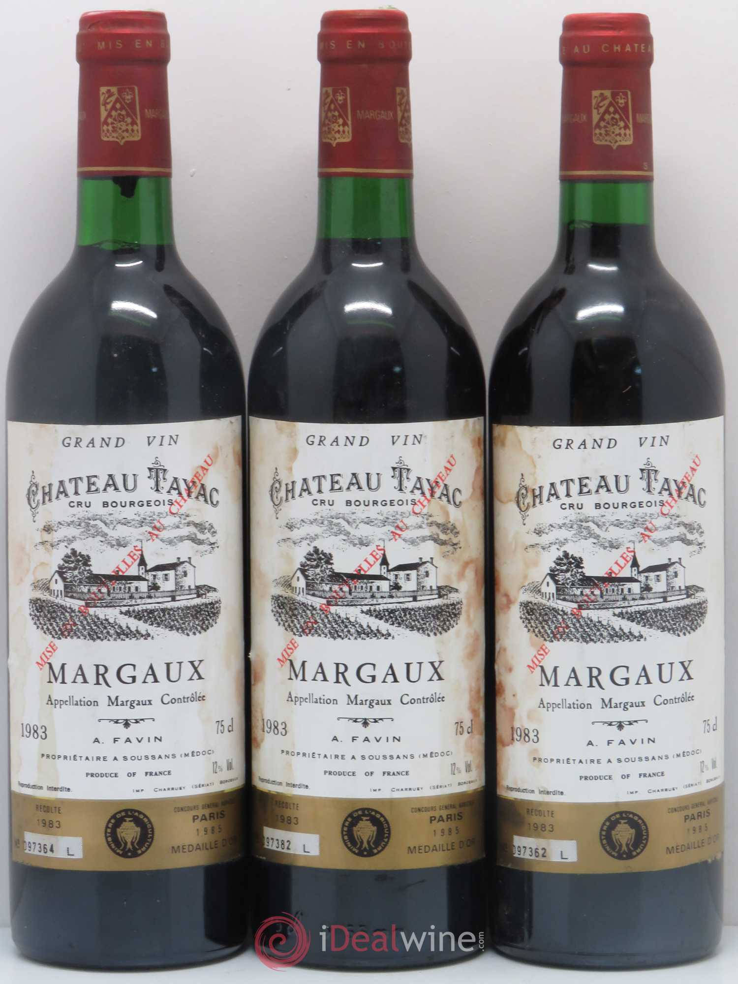 Château Tayac Cru Bourgeois 1983 - Lot de 3 bouteilles - 0