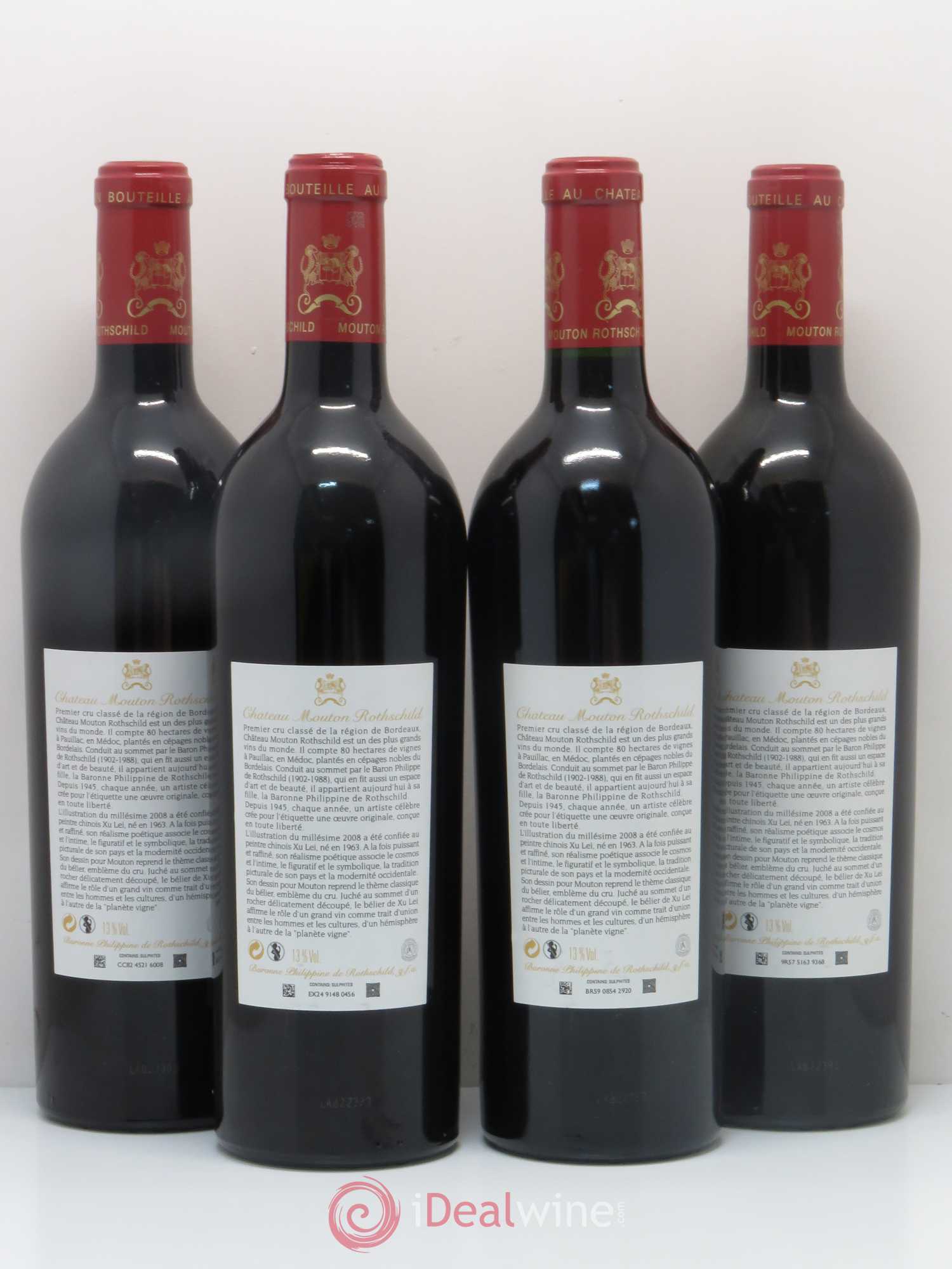Château Mouton Rothschild 1er Grand Cru Classé 2008 - Lot de 4 bouteilles - 1