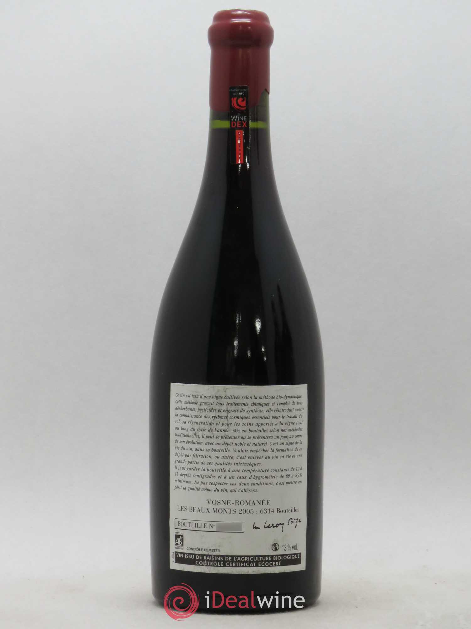 Vosne-Romanée 1er Cru Les Beaux-Monts Leroy (Domaine) 2005 - Lot de 1 bouteille - 1