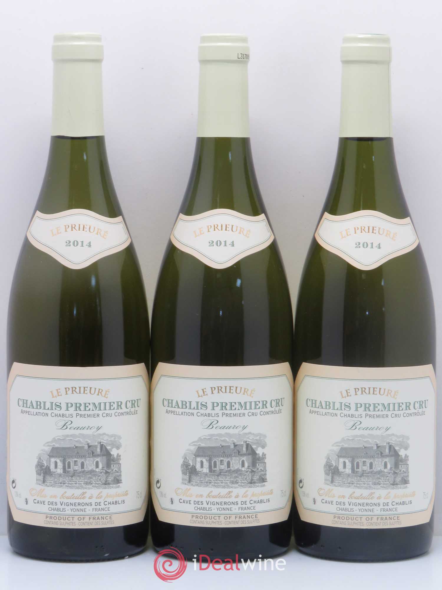 Chablis 1er Cru Beauroy Le Prieure (sans prix de réserve) 2014 - Posten von 3 Flaschen - 0