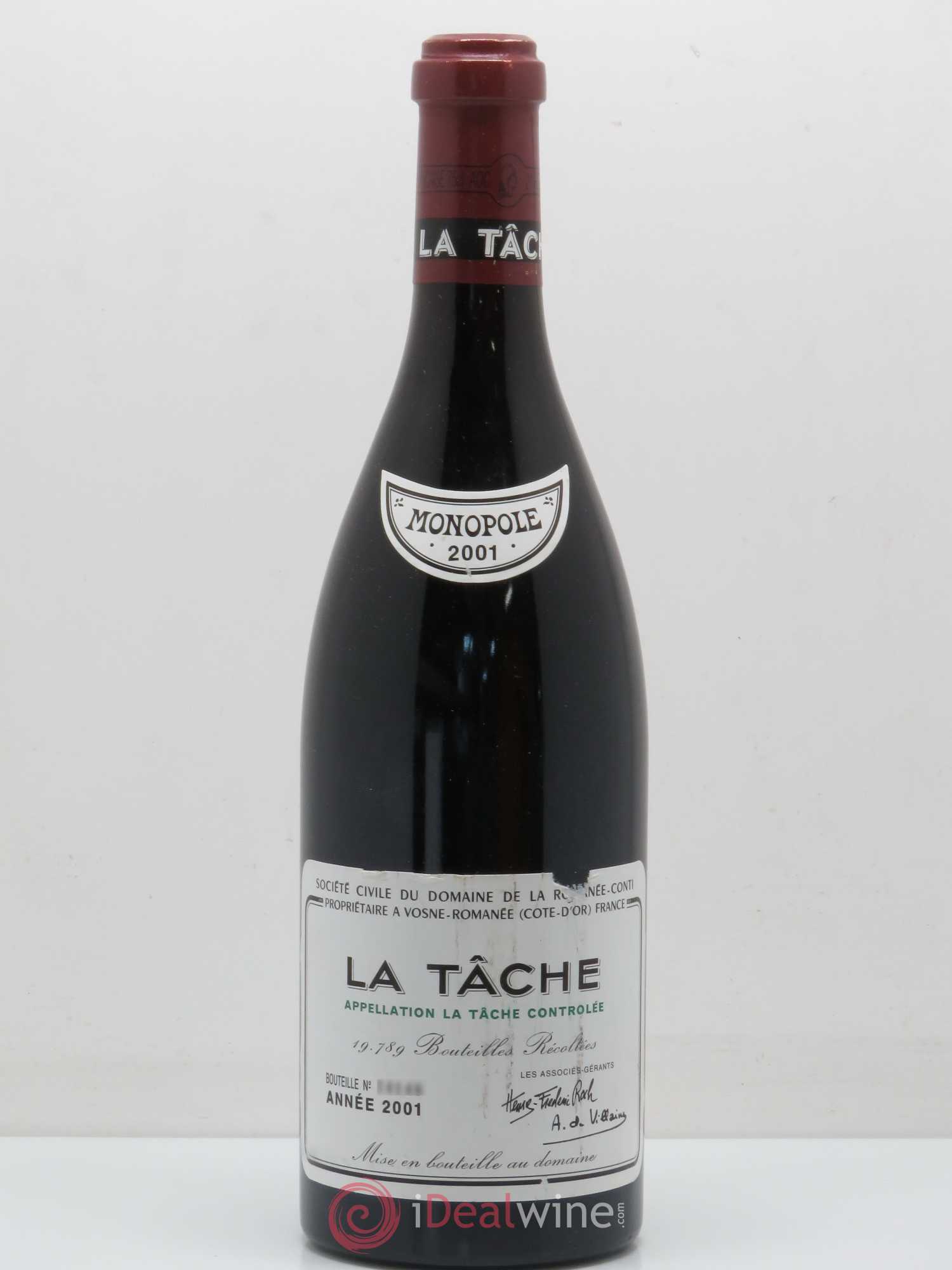 La Tâche Grand Cru Domaine de la Romanée-Conti 2001 - Lot de 1 bouteille - 0
