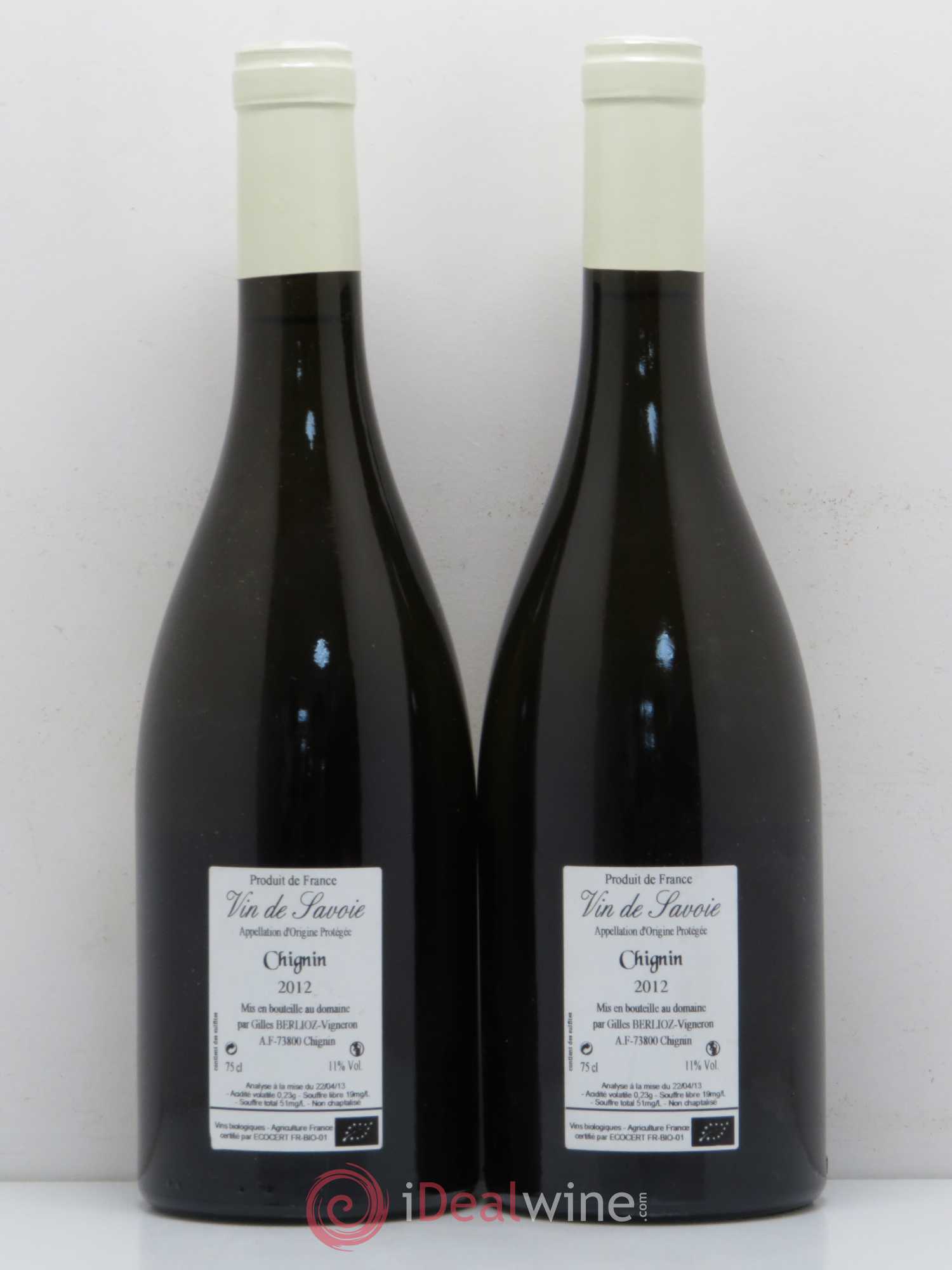 Vin de Savoie Chignin Gilles Berlioz 2012 - Lot de 2 bouteilles - 1