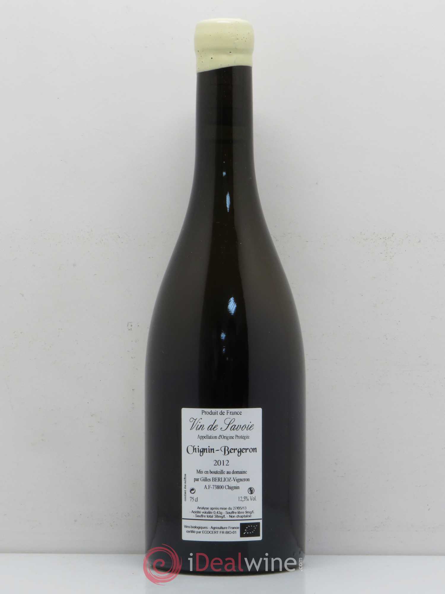 Vin de Savoie Chignin-Bergeron Les Fripons Gilles Berlioz 2012 - Lot de 1 bouteille - 1