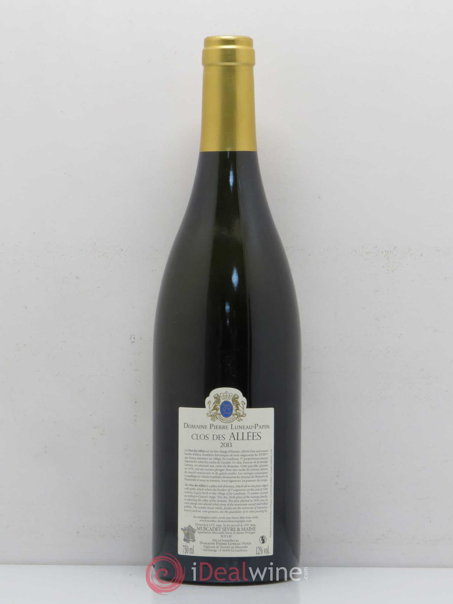 Muscadet-Sèvre-et-Maine sur lie Clos des Allées Luneau-Papin 2013 - Lot de 1 bouteille - 1