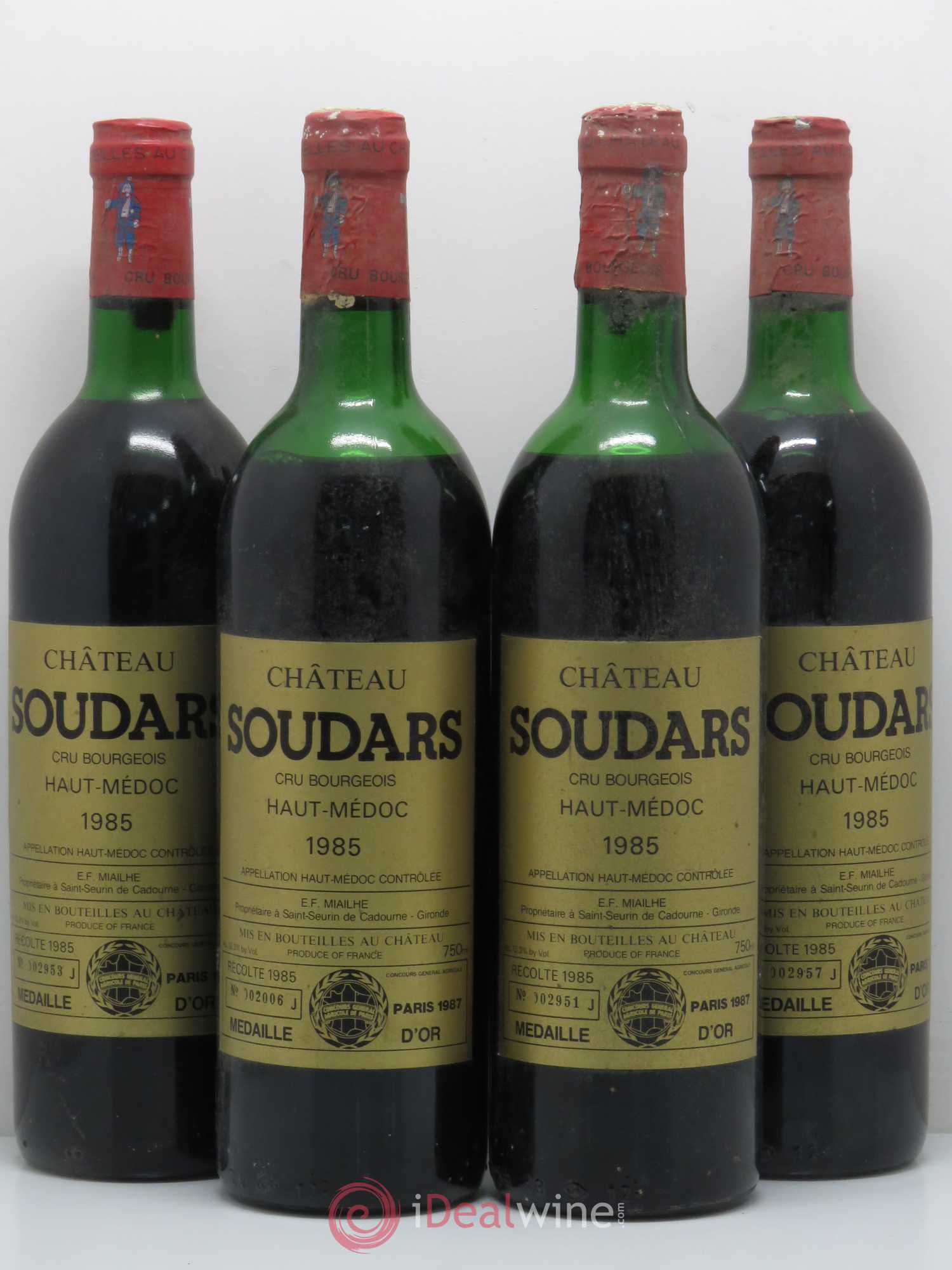 Château Soudars Cru Bourgeois 1985 - Lot de 4 bouteilles - 0