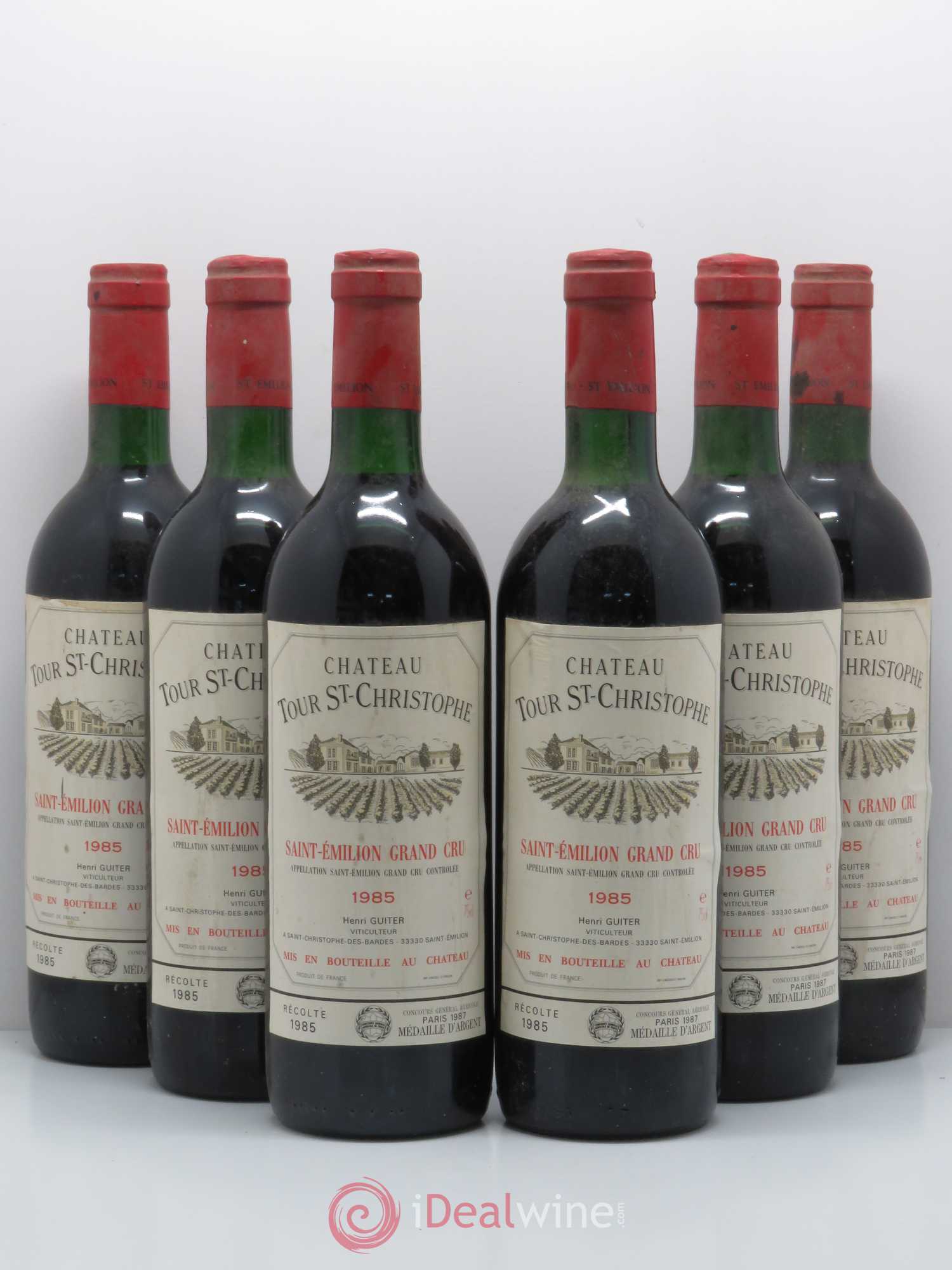 Saint-Émilion Grand Cru Château Tour Saint Christophe 1985 - Posten von 6 Flaschen - 0