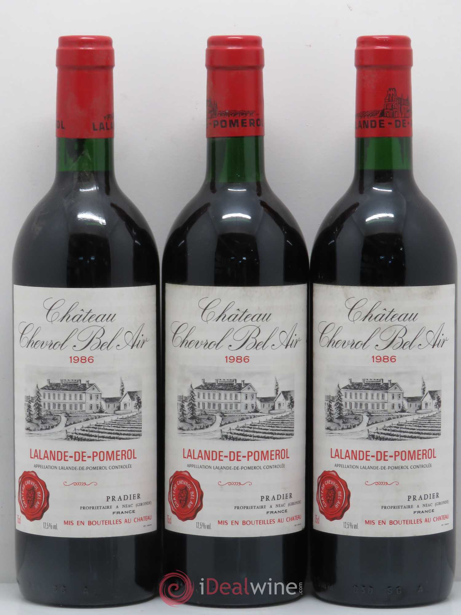 Bordeaux Lalande de Pomerol Château Chevrol Bel Air 1986 - Lot de 12 bouteilles - 1