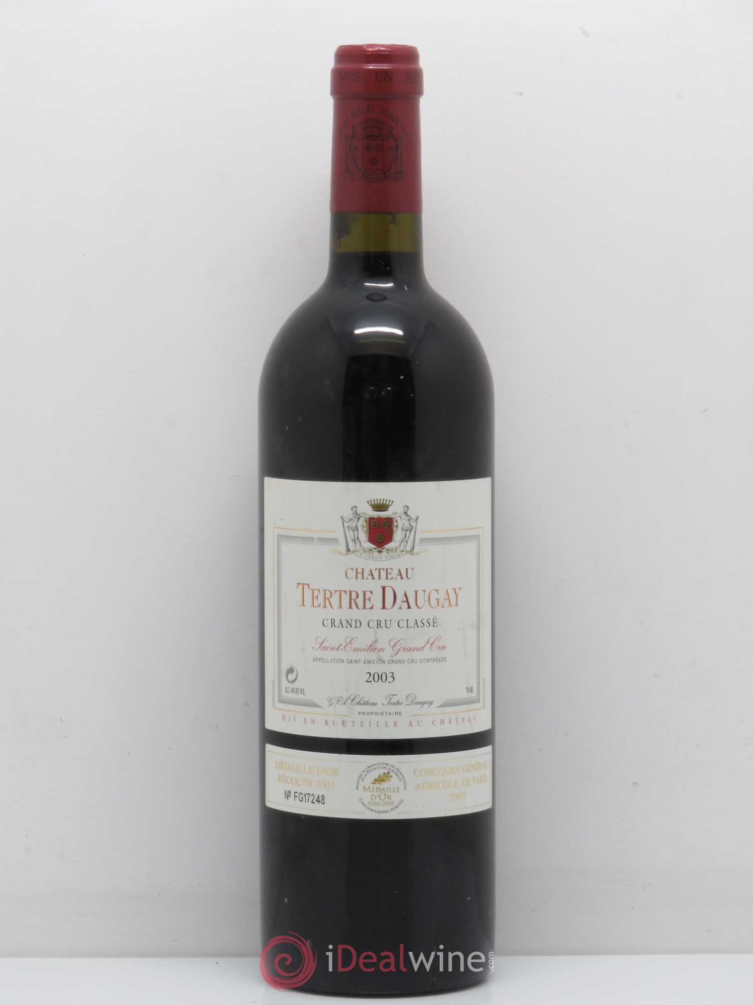 Château Tertre Daugay Grand Cru Classé 2003 - Lot de 1 bouteille - 0