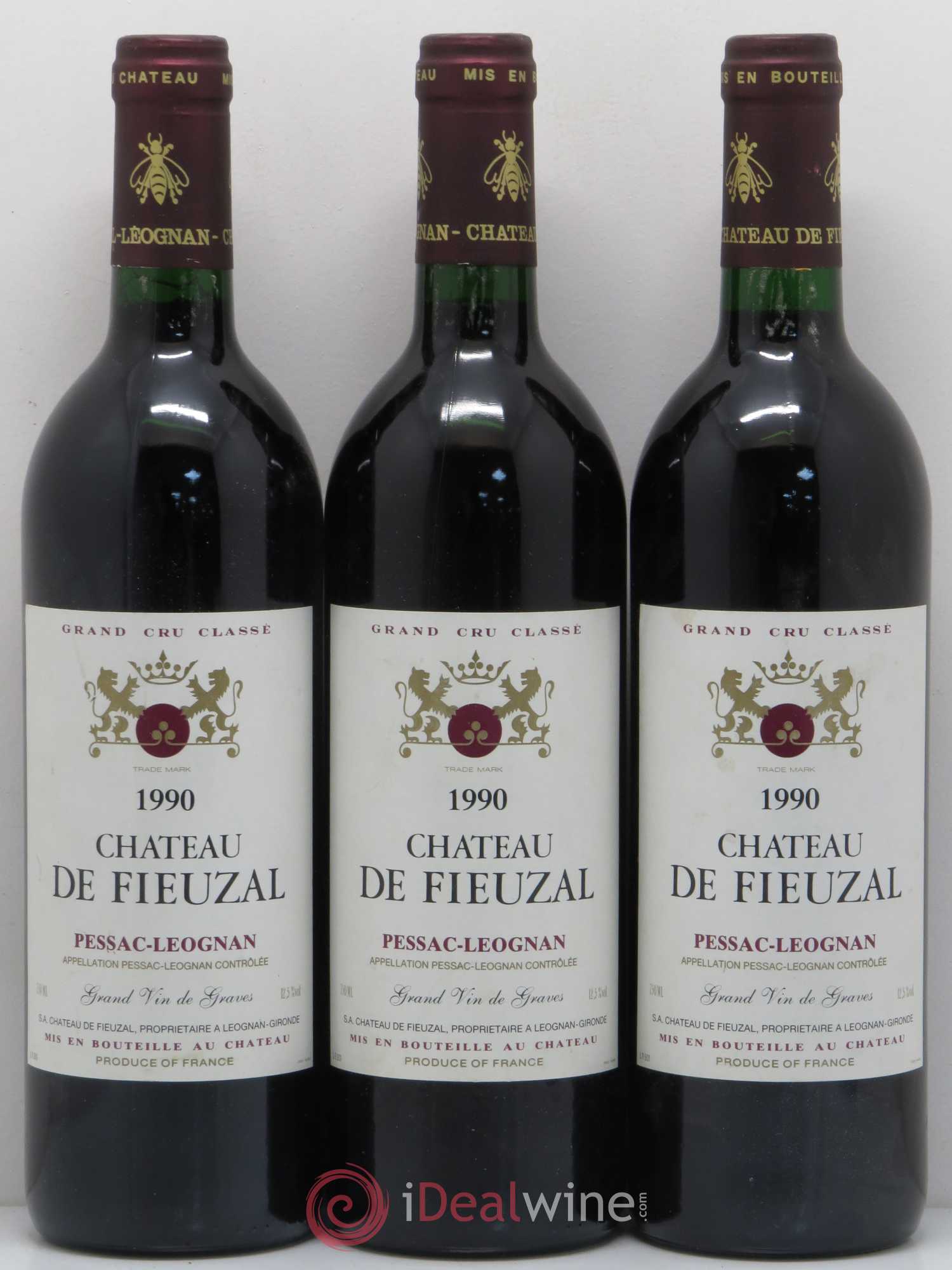 Château de Fieuzal Cru Classé de Graves (sans prix de réserve) 1990 - Lot de 3 bouteilles - 0