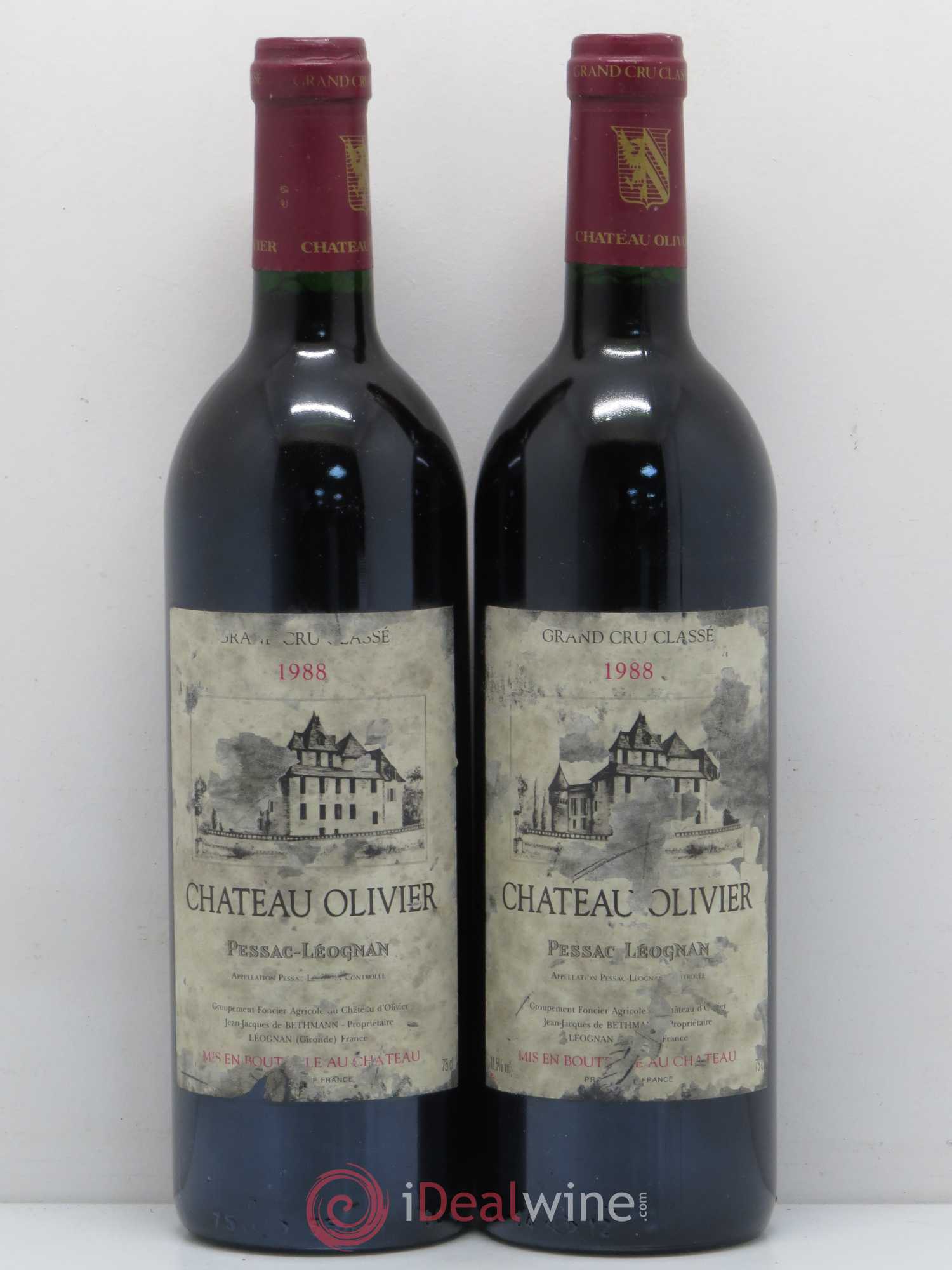 Château Olivier Cru Classé de Graves (sans prix de réserve) 1988 - Lot de 2 bouteilles - 0