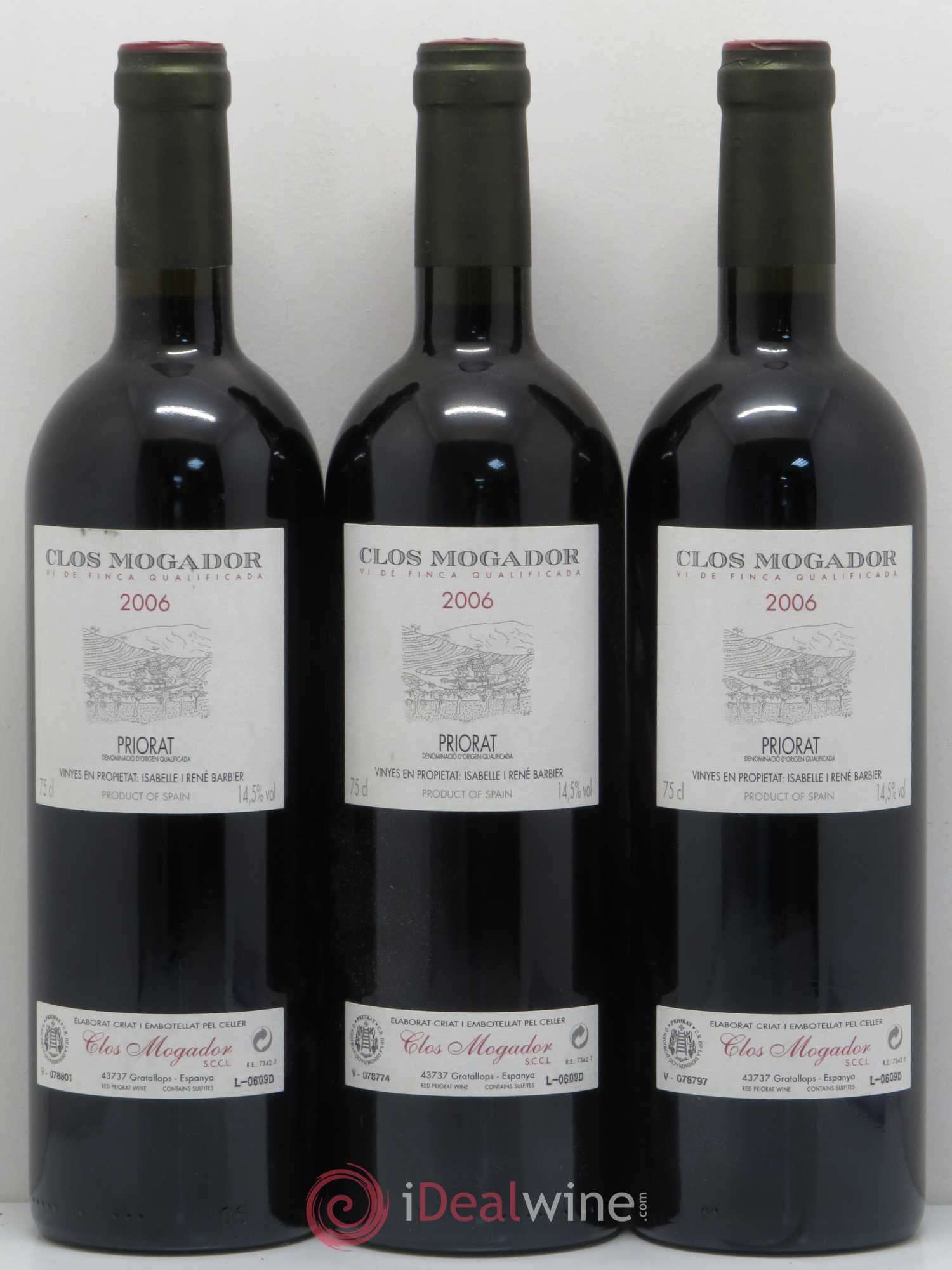 Priorat Clos Mogador DOCA René Barbier (senza prezzo di riserva) 2006 - Lotto di 3 bottiglie - 0