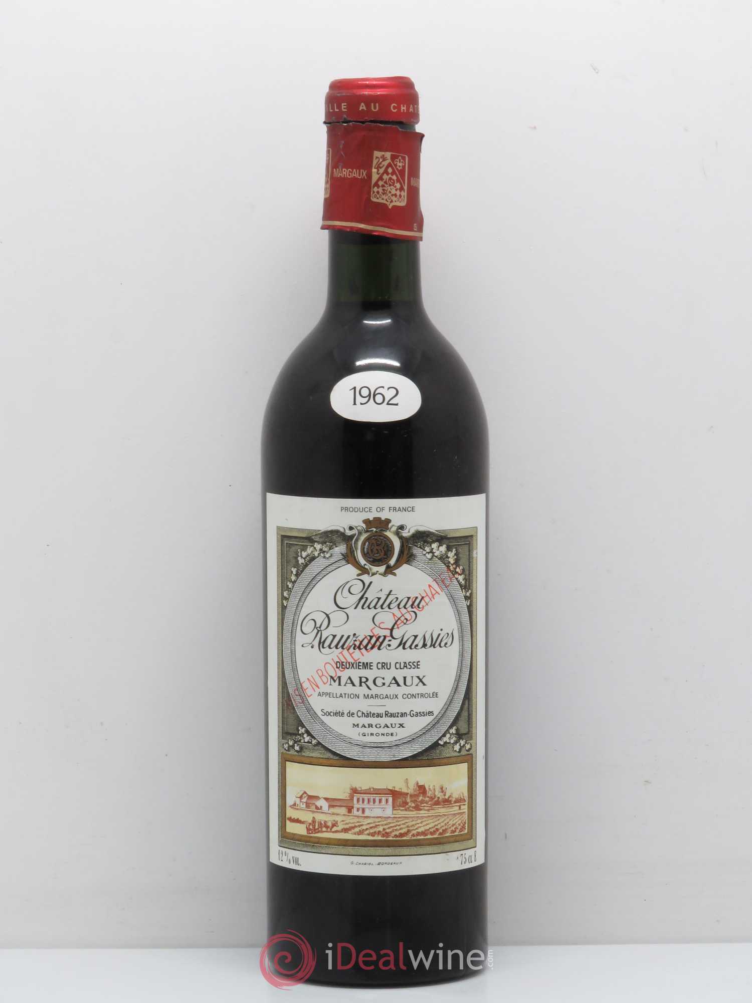 Château Rauzan-Gassies 2ème Grand Cru Classé (sans prix de réserve) 1962 - Lot de 1 bouteille - 0