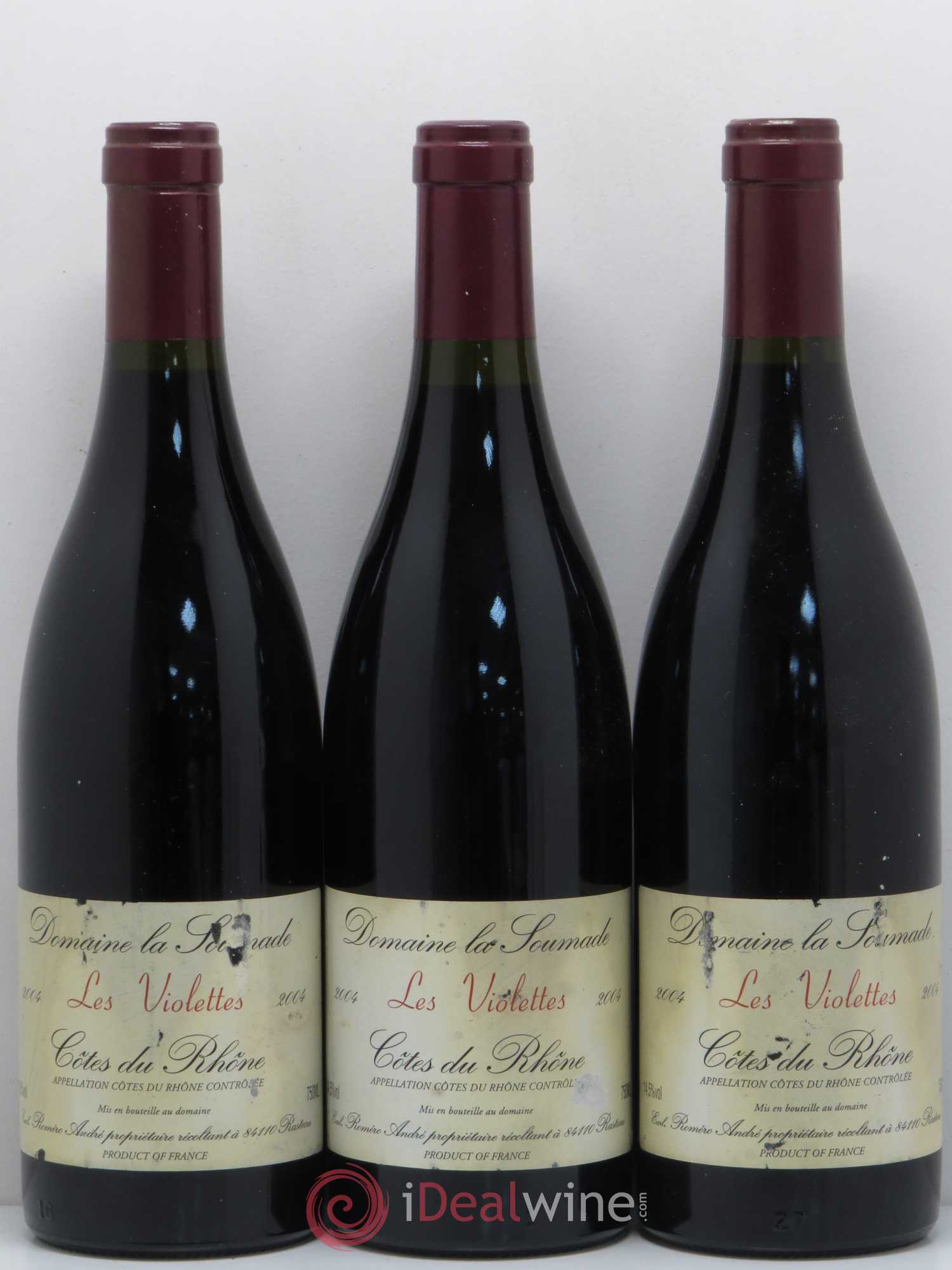 Côtes-du-Rhône Les Violettes Soumade (sans prix de réserve) 2004 - Posten von 3 Flaschen - 0