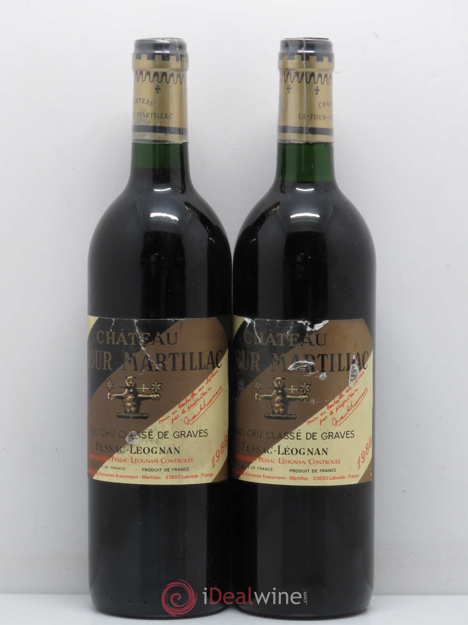 Château Latour-Martillac Cru Classé de Graves 1988 - Lot de 4 bouteilles - 1