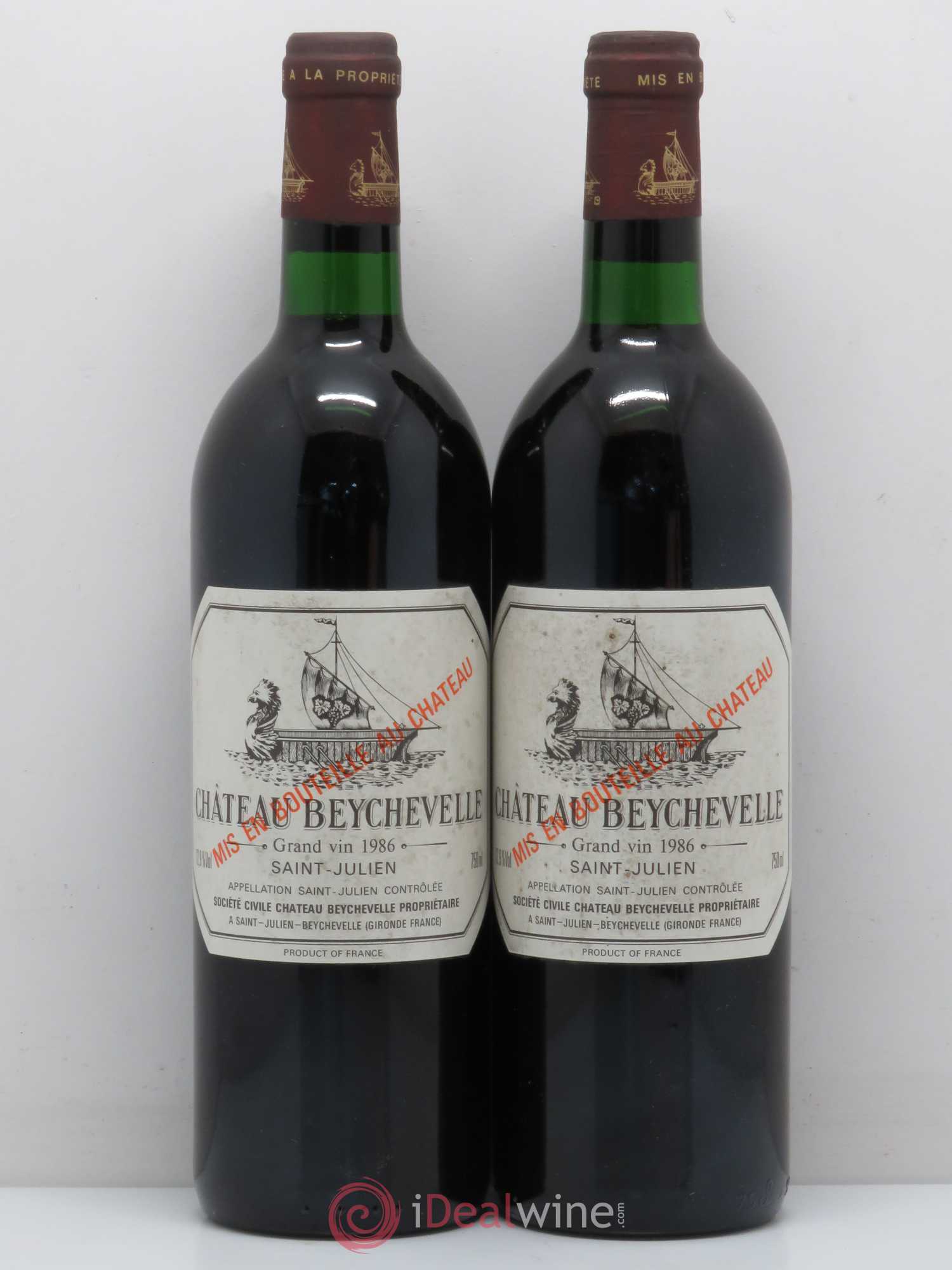 Château Beychevelle 4ème Grand Cru Classé 1986 - Lot de 2 bouteilles - 0