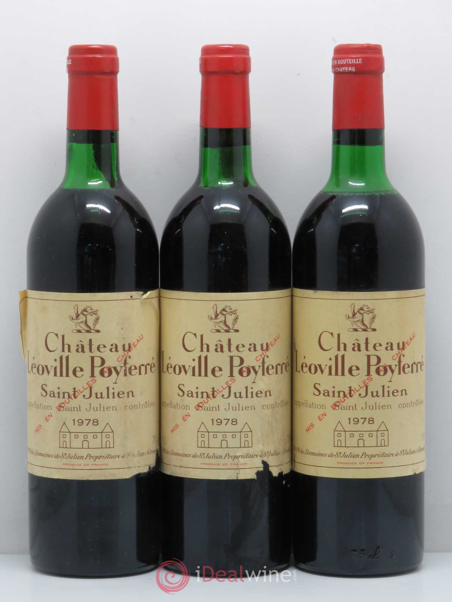 Château Léoville Poyferré 2ème Grand Cru Classé 1978 - Lot de 3 bouteilles - 0