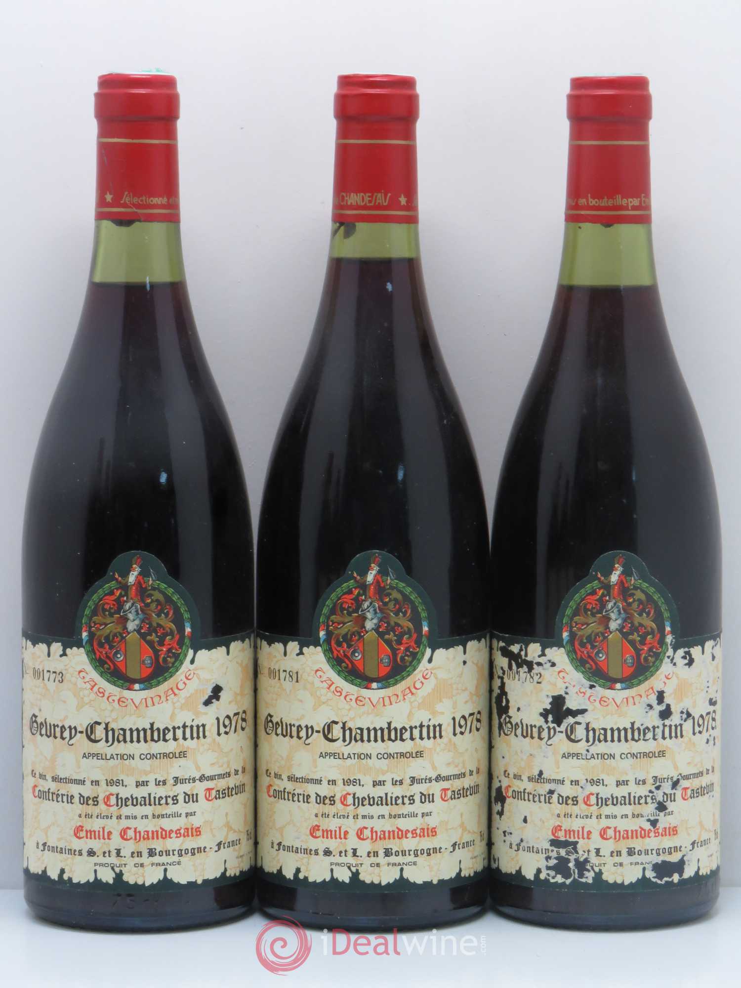 Gevrey-Chambertin Tastevinage Emile Chandesais 1978 - Posten von 6 Flaschen - 1