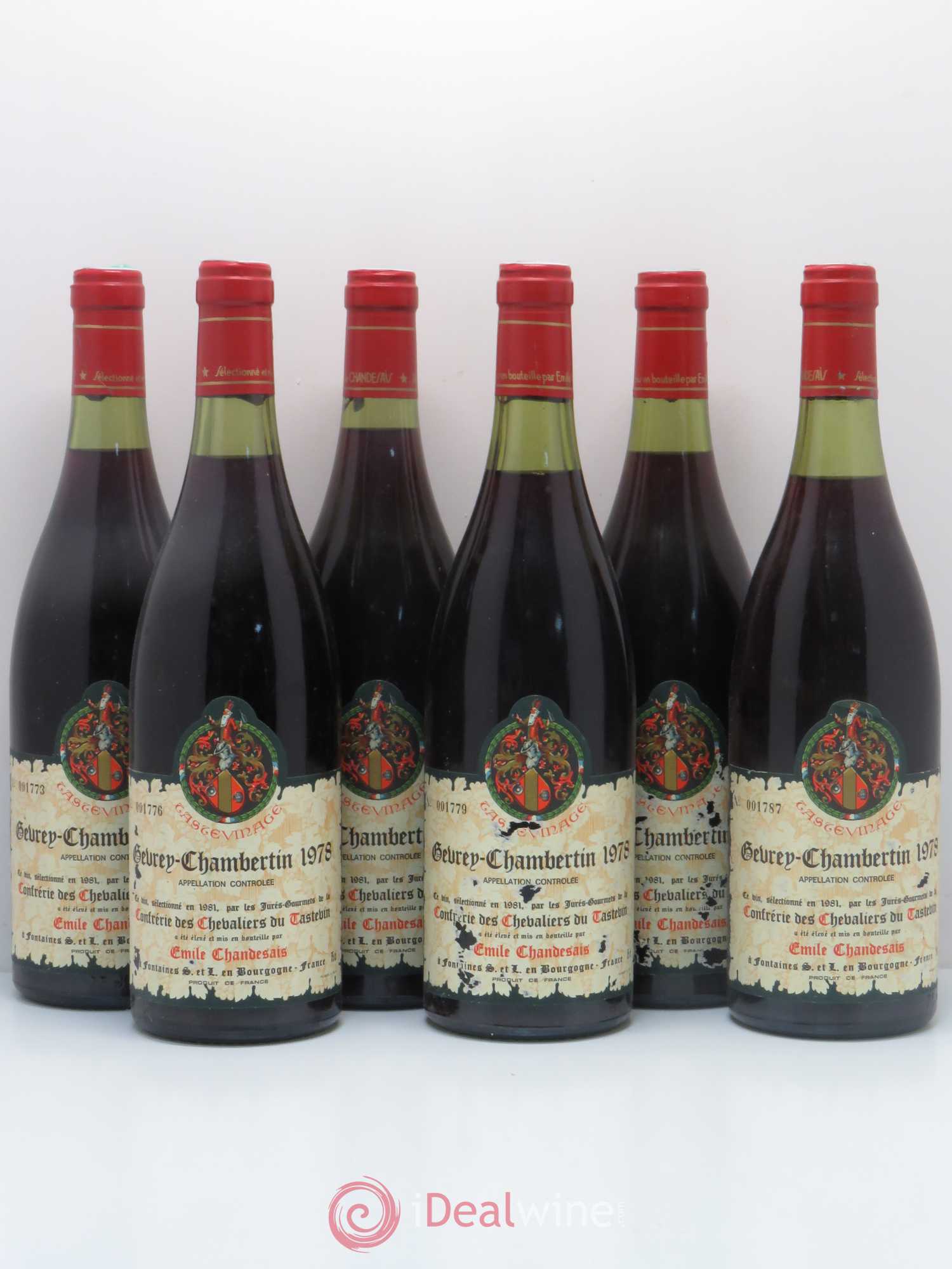 Gevrey-Chambertin Tastevinage Emile Chandesais 1978 - Posten von 6 Flaschen - 0