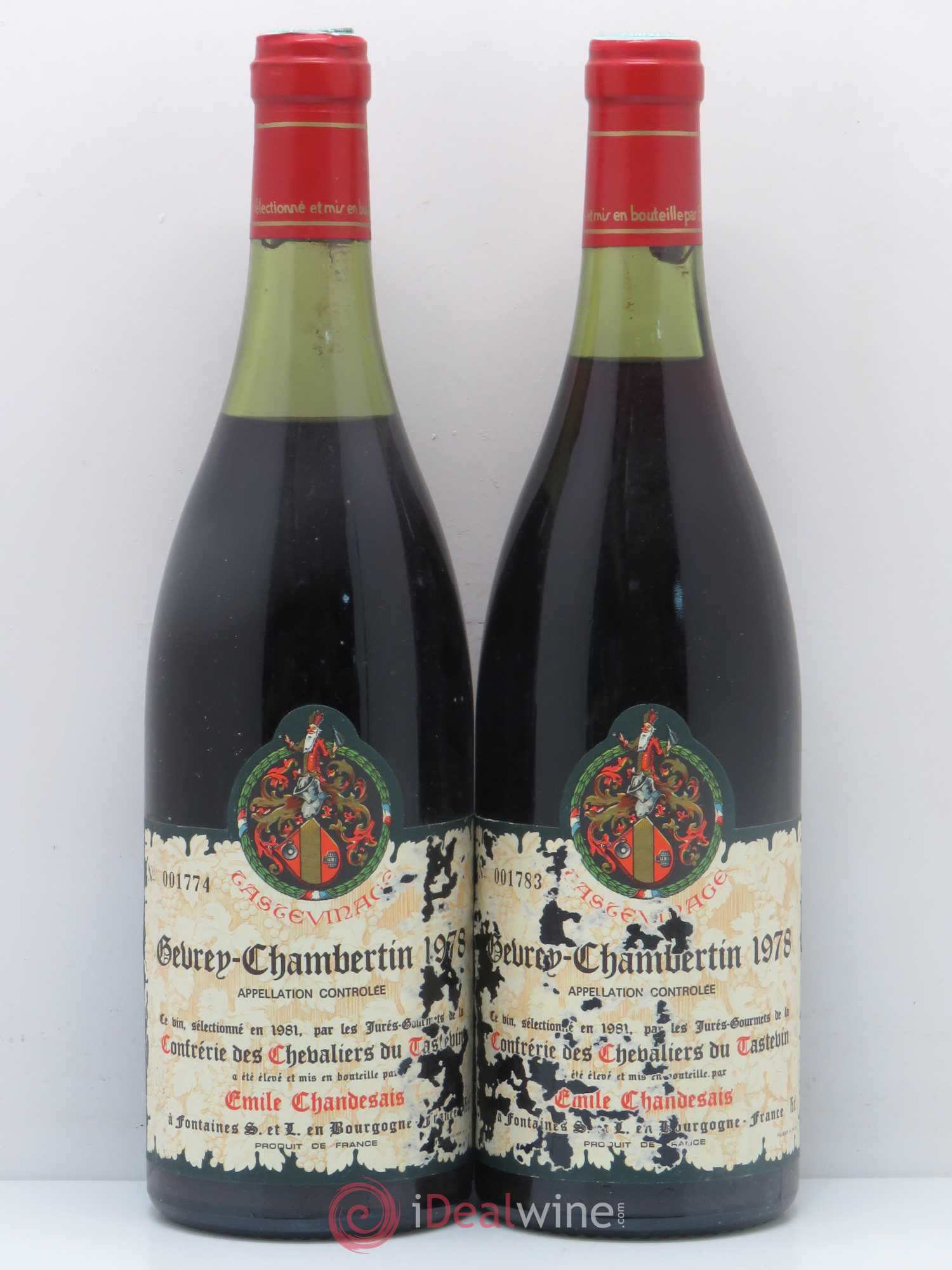 Gevrey-Chambertin Tastevinage Emile Chandesais 1978 - Posten von 2 Flaschen - 0