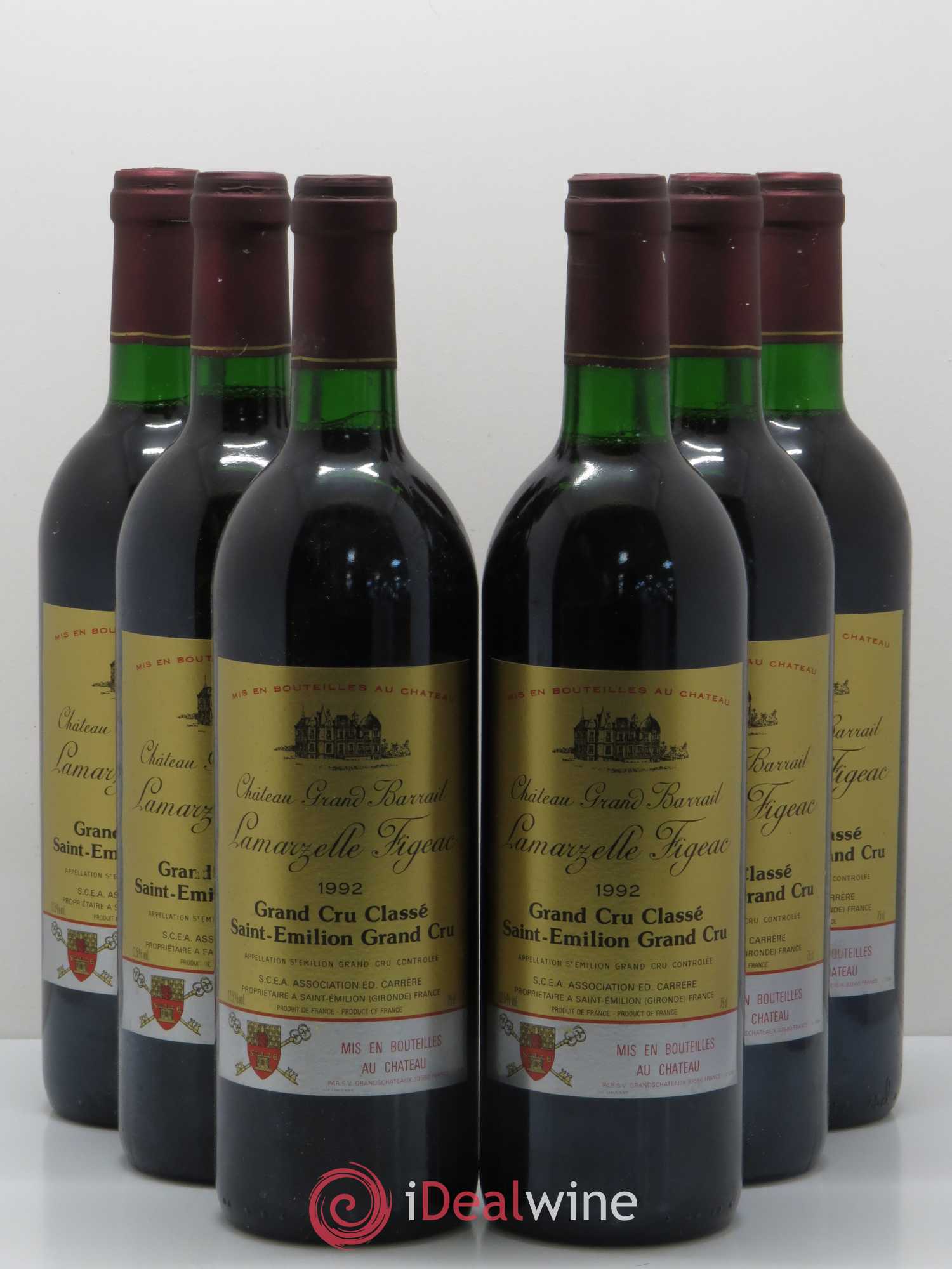 Château Grand Barrail Lamarzelle Figeac Grand Cru Classé 1992 - Lot de 6 bouteilles - 0